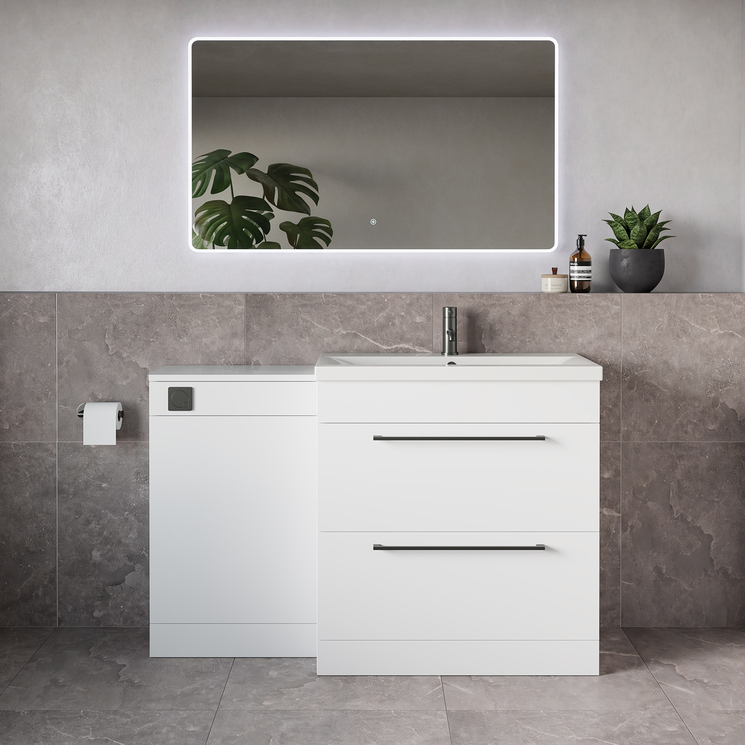 Napoli 390 2 Drawer Vanity Unit Toilet Suite with Glide Basin
