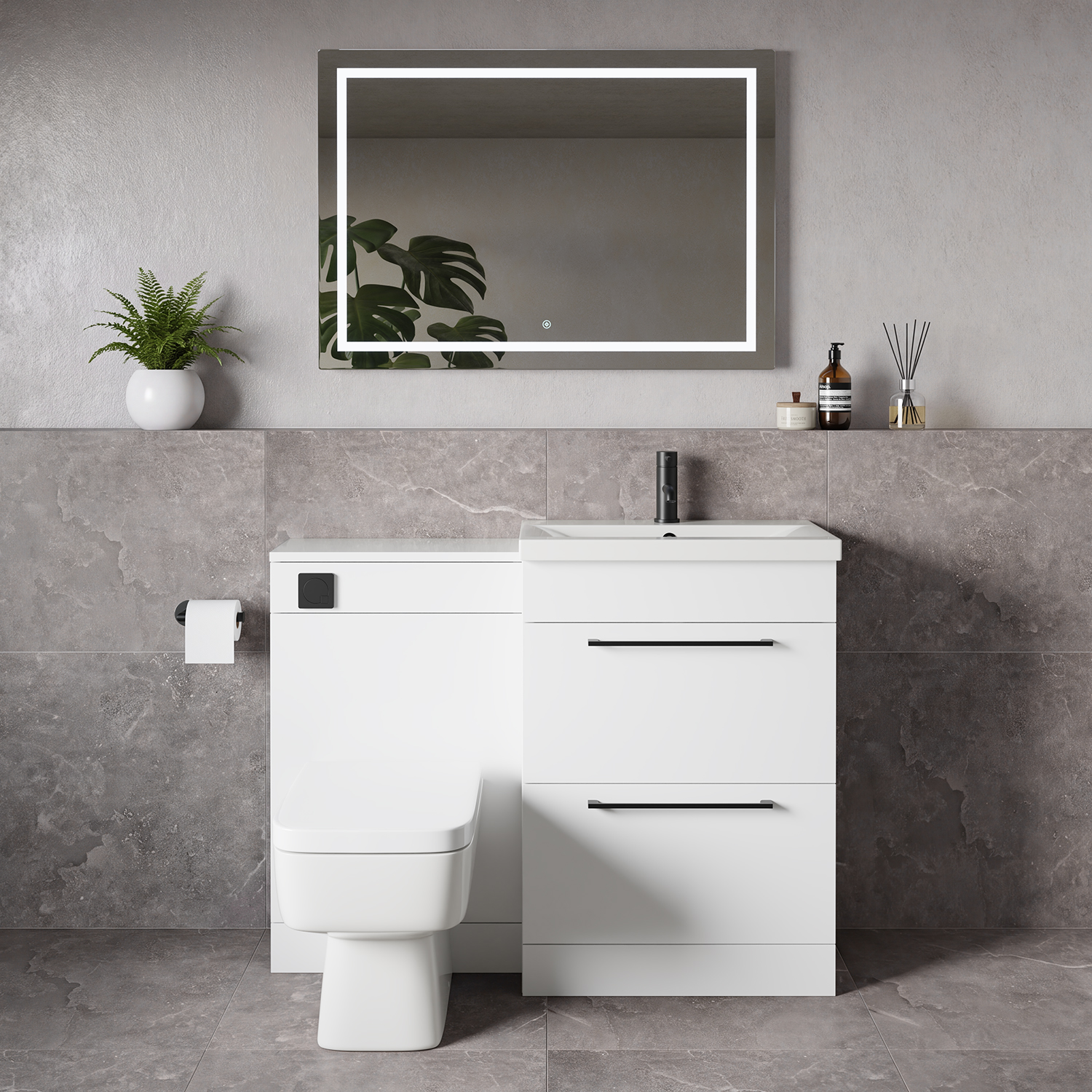 Napoli 390 2 Drawer Vanity Unit Toilet Suite with Glide Basin