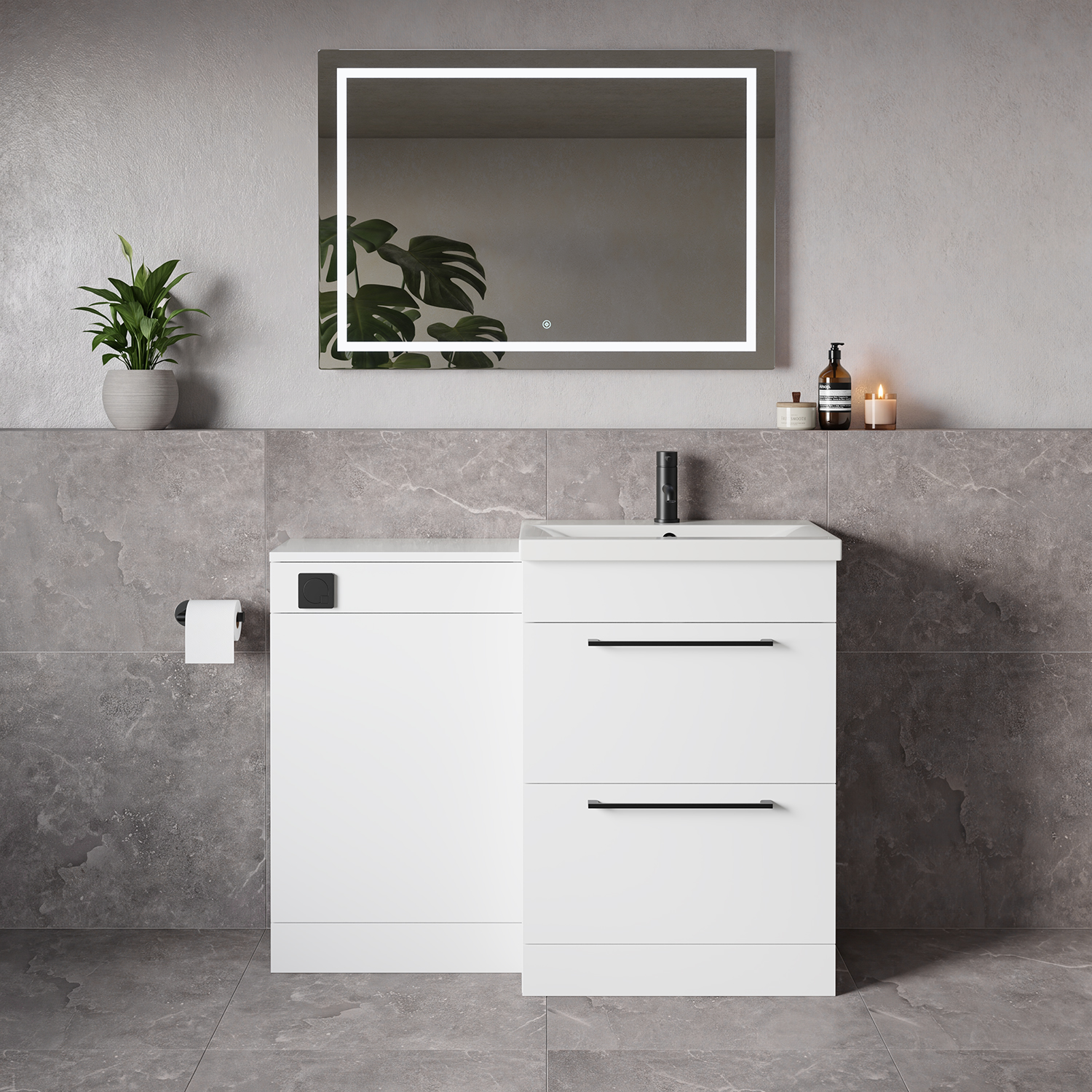 Napoli 390 2 Drawer Vanity Unit Toilet Suite with Glide Basin