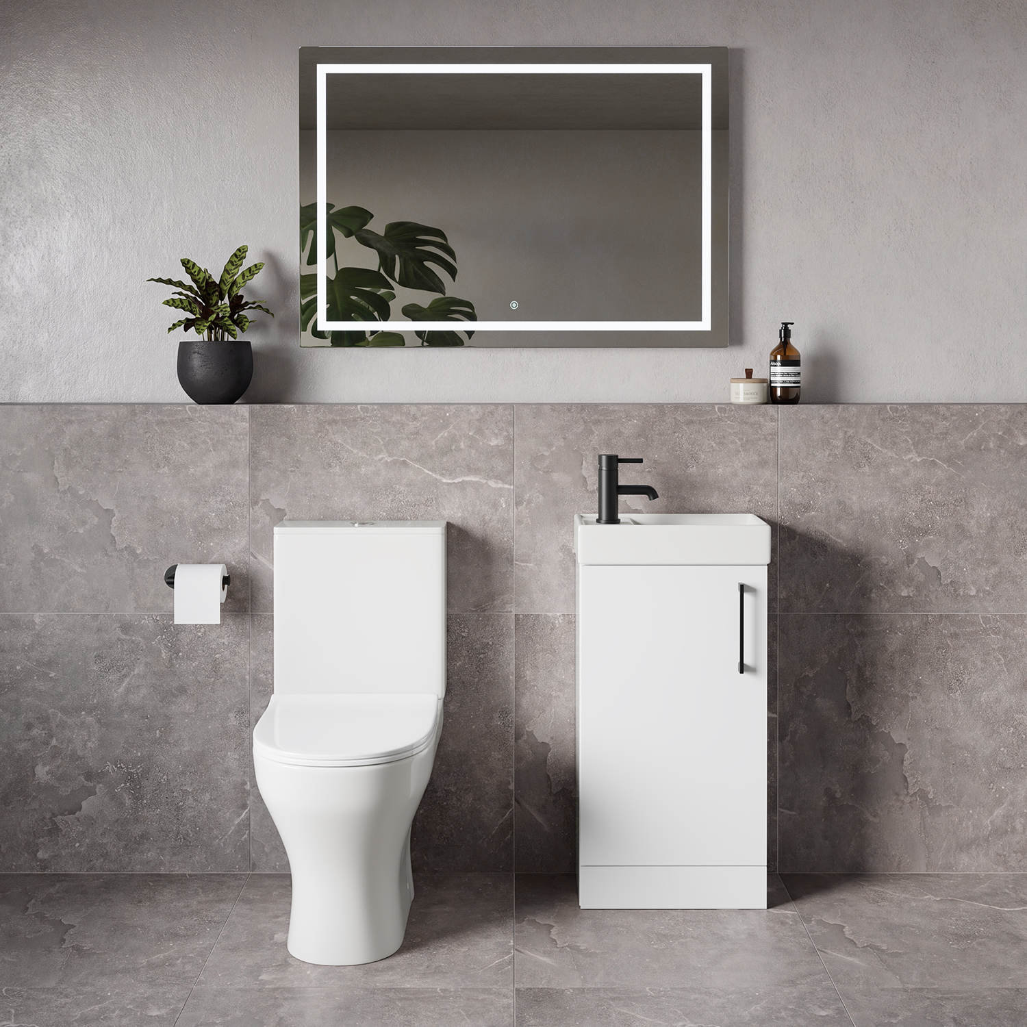 Napoli Cube Single Door Vanity Unit and Jubilee Toilet Suite with Align Basin