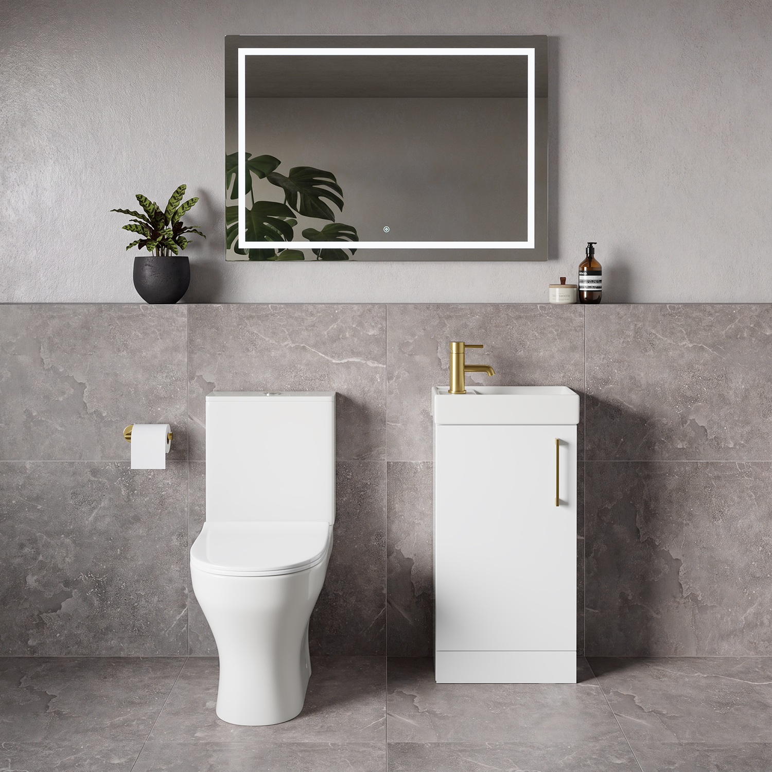 Napoli Cube Single Door Vanity Unit and Jubilee Toilet Suite with Align Basin