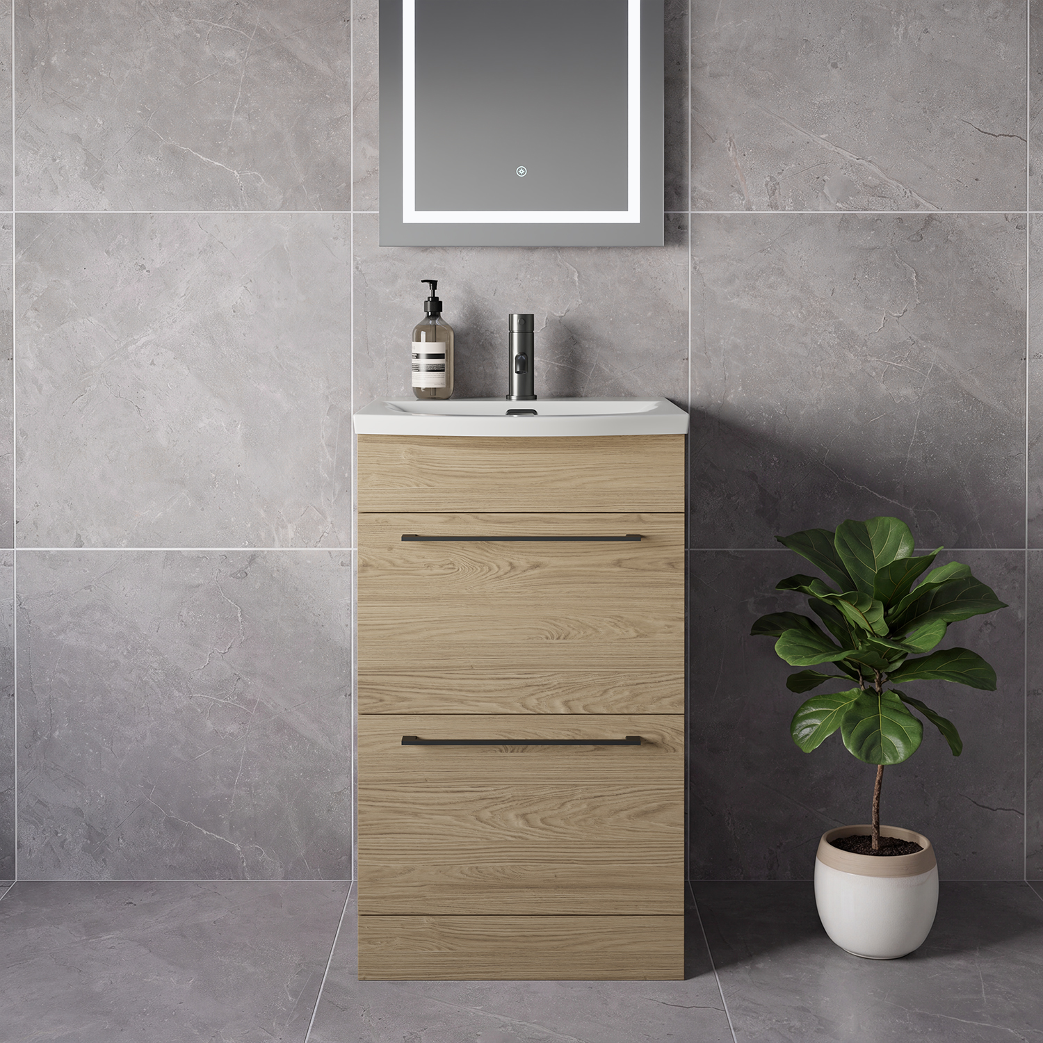 Napoli 390 2 Drawer Vanity Unit with Arc Basin