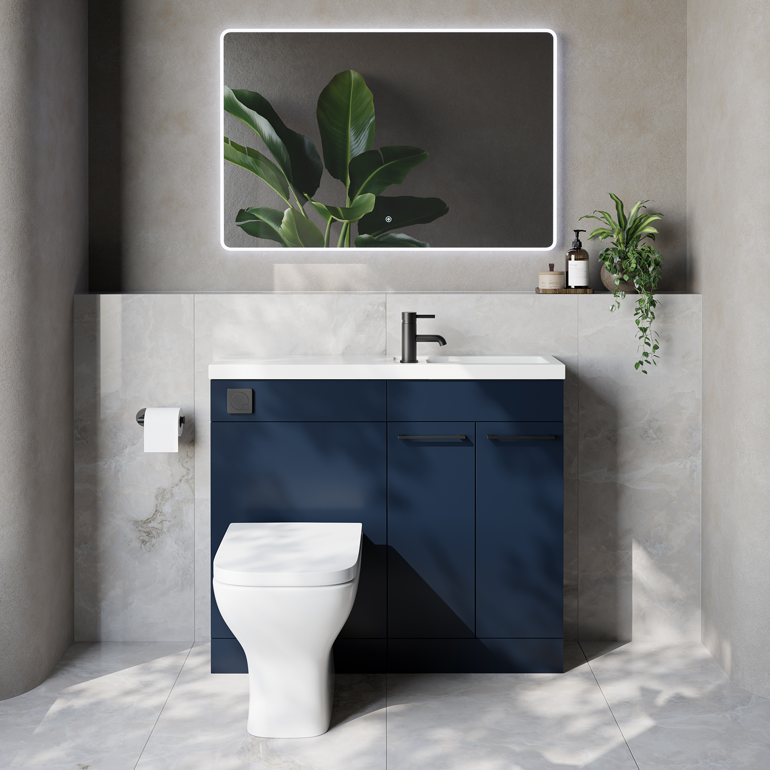 Napoli 250 2 Door Vanity Unit Toilet Suite with Square Silvo Basin