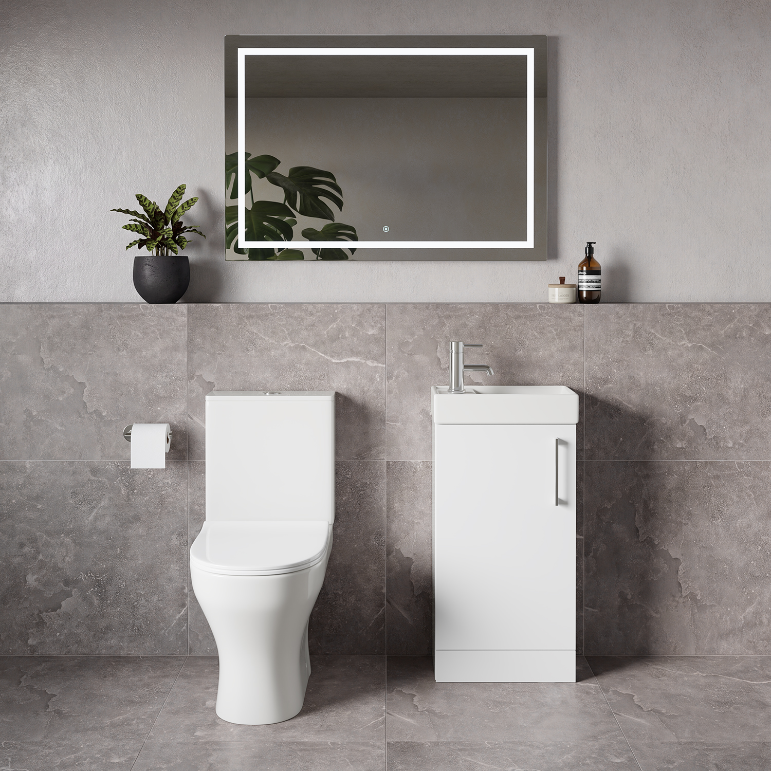Napoli Cube Single Door Vanity Unit and Jubilee Toilet Suite with Align Basin