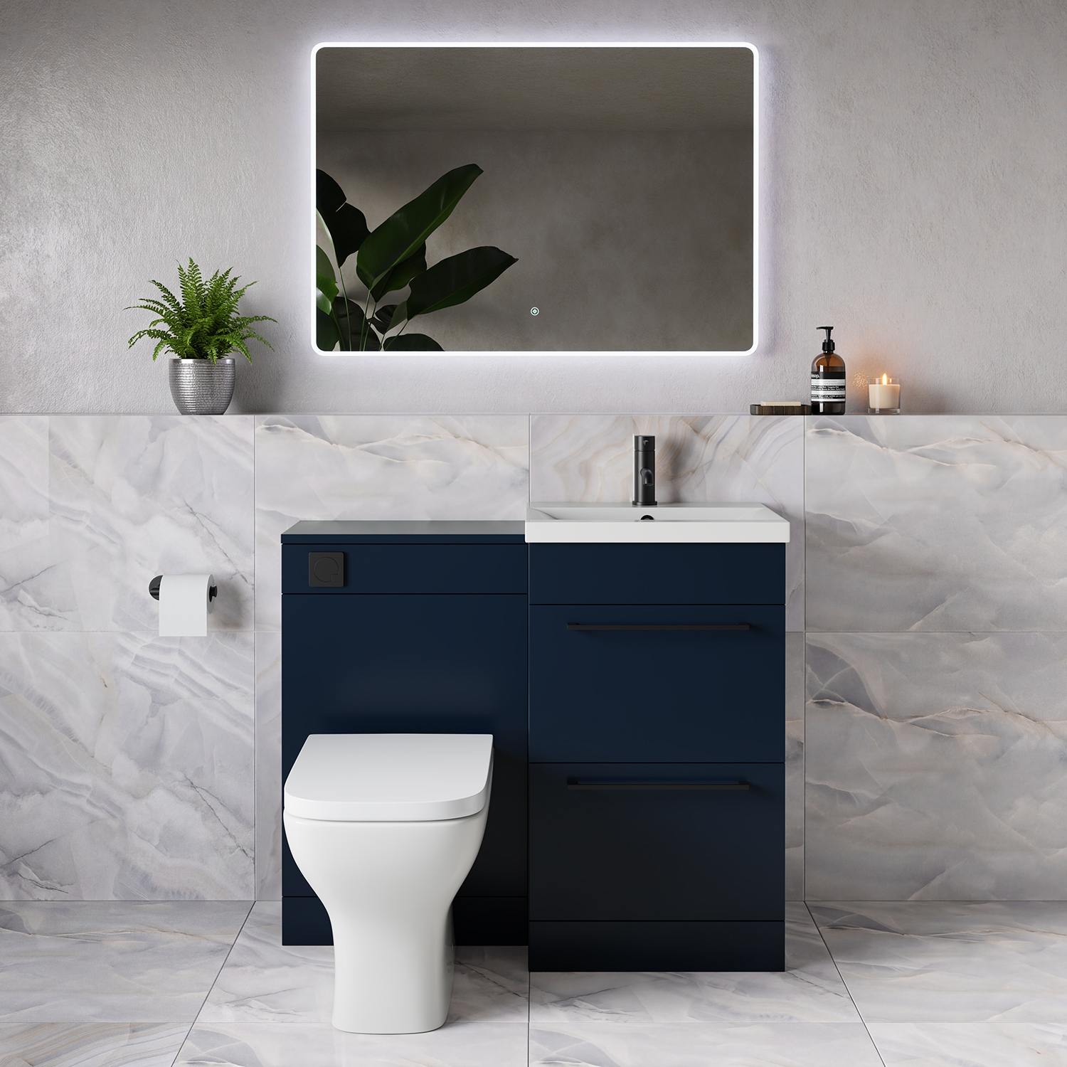 Napoli 390 2 Drawer Vanity Unit Toilet Suite with Glide Basin