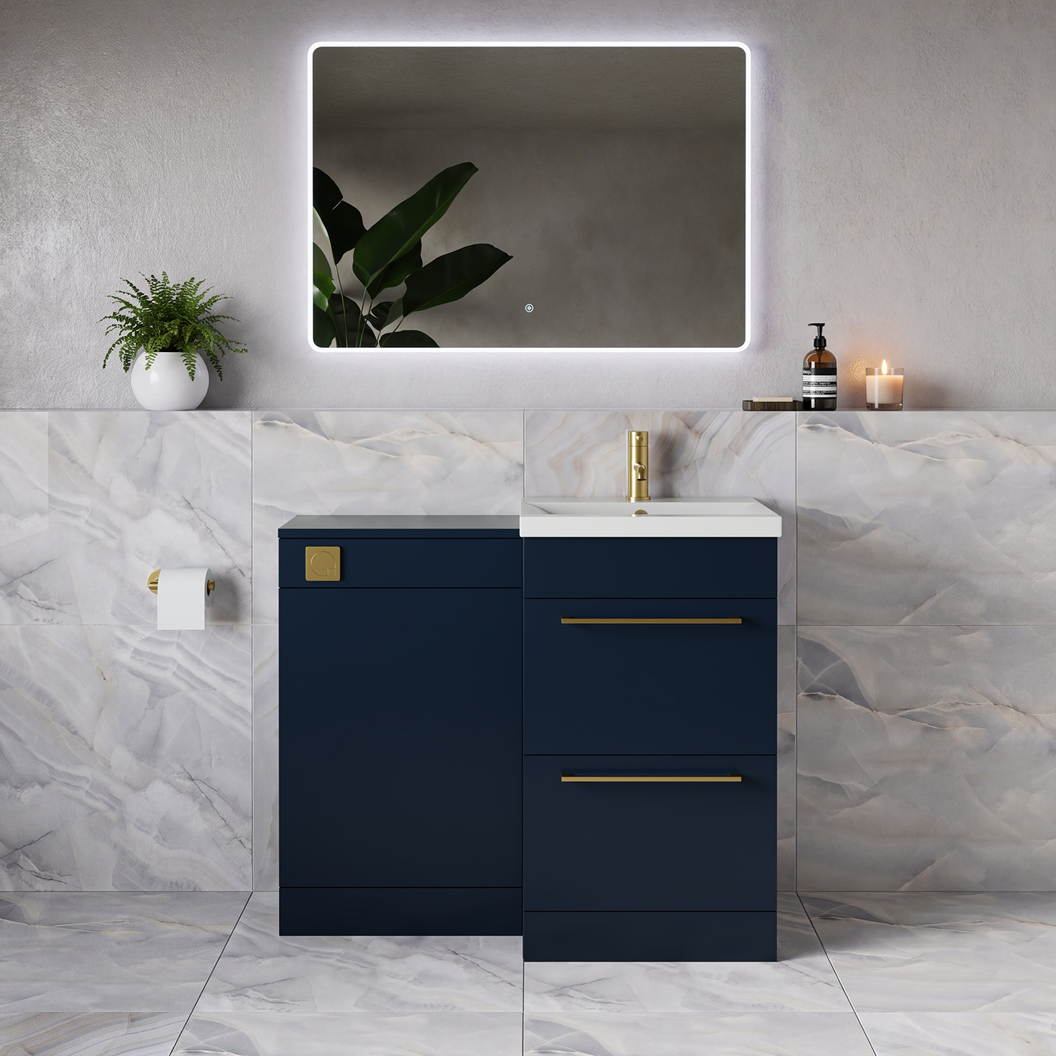 Napoli 390 2 Drawer Vanity Unit Toilet Suite with Glide Basin
