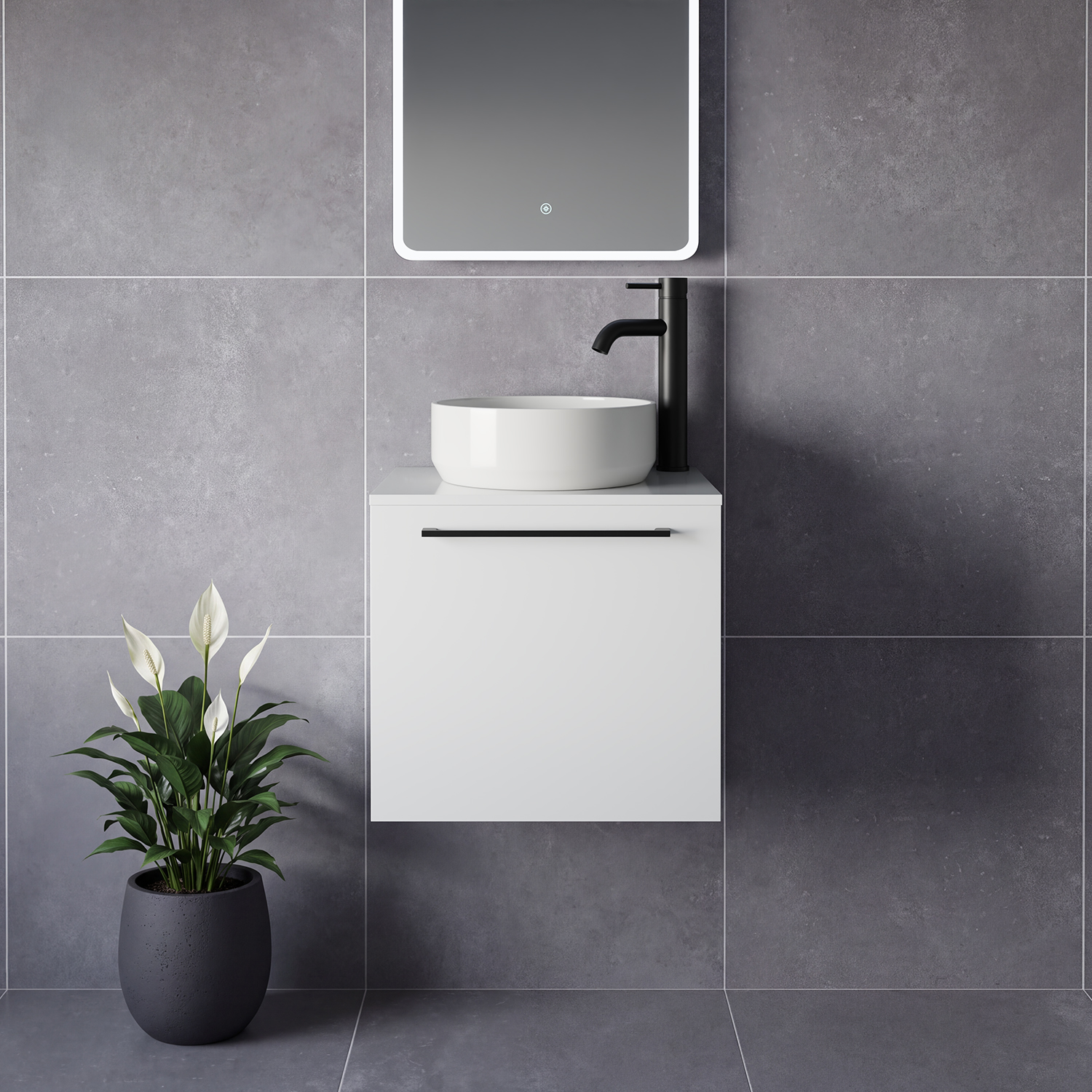 Napoli 390 Wall Mounted Single Drawer Vanity Unit for Countertop Basins