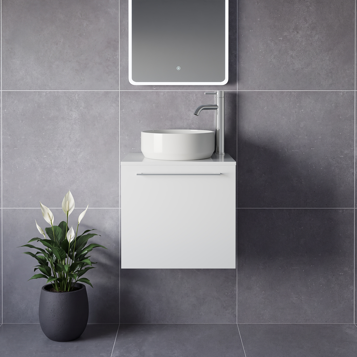 Napoli 390 Wall Mounted Single Drawer Vanity Unit for Countertop Basins
