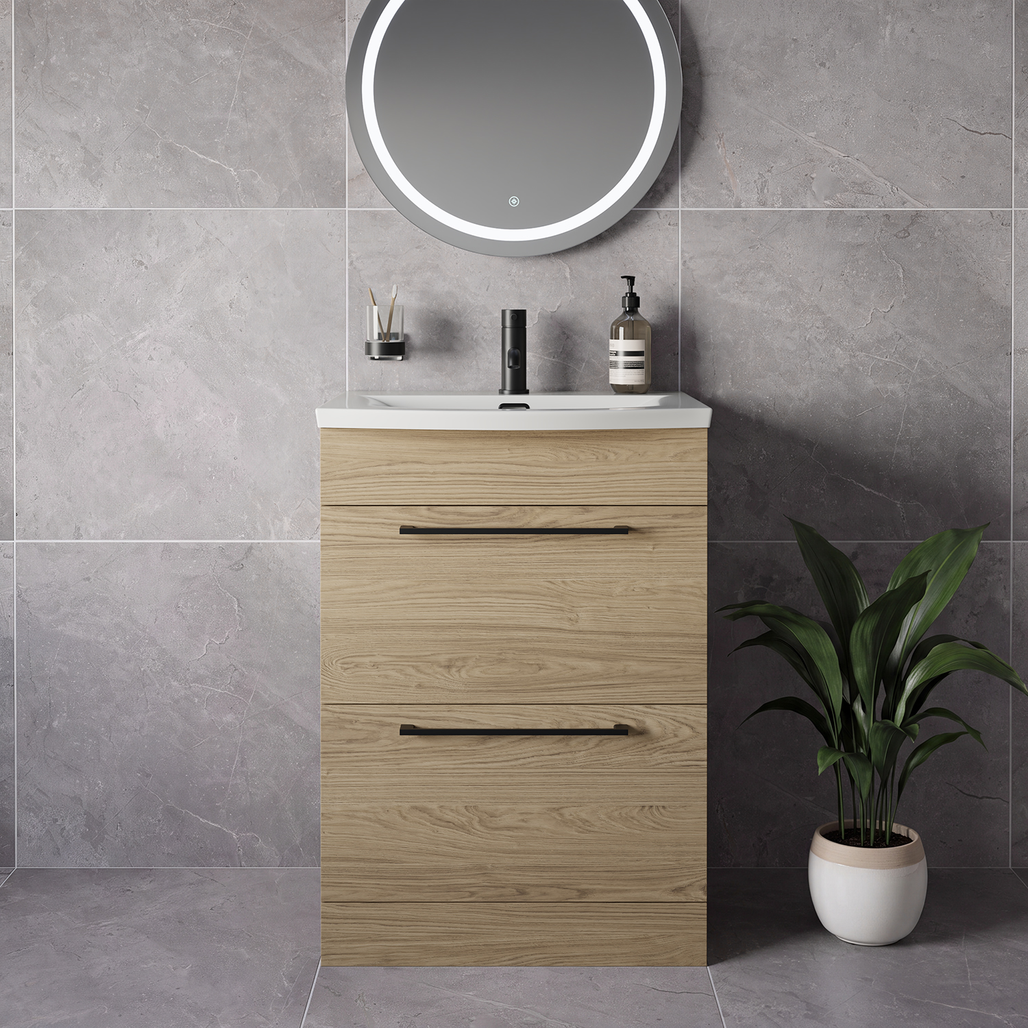 Napoli 390 2 Drawer Vanity Unit with Arc Basin