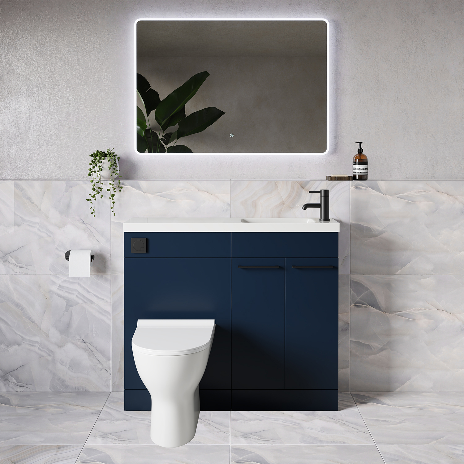 Napoli 250 2 Door Vanity Unit Toilet Suite with Round Silvo Basin