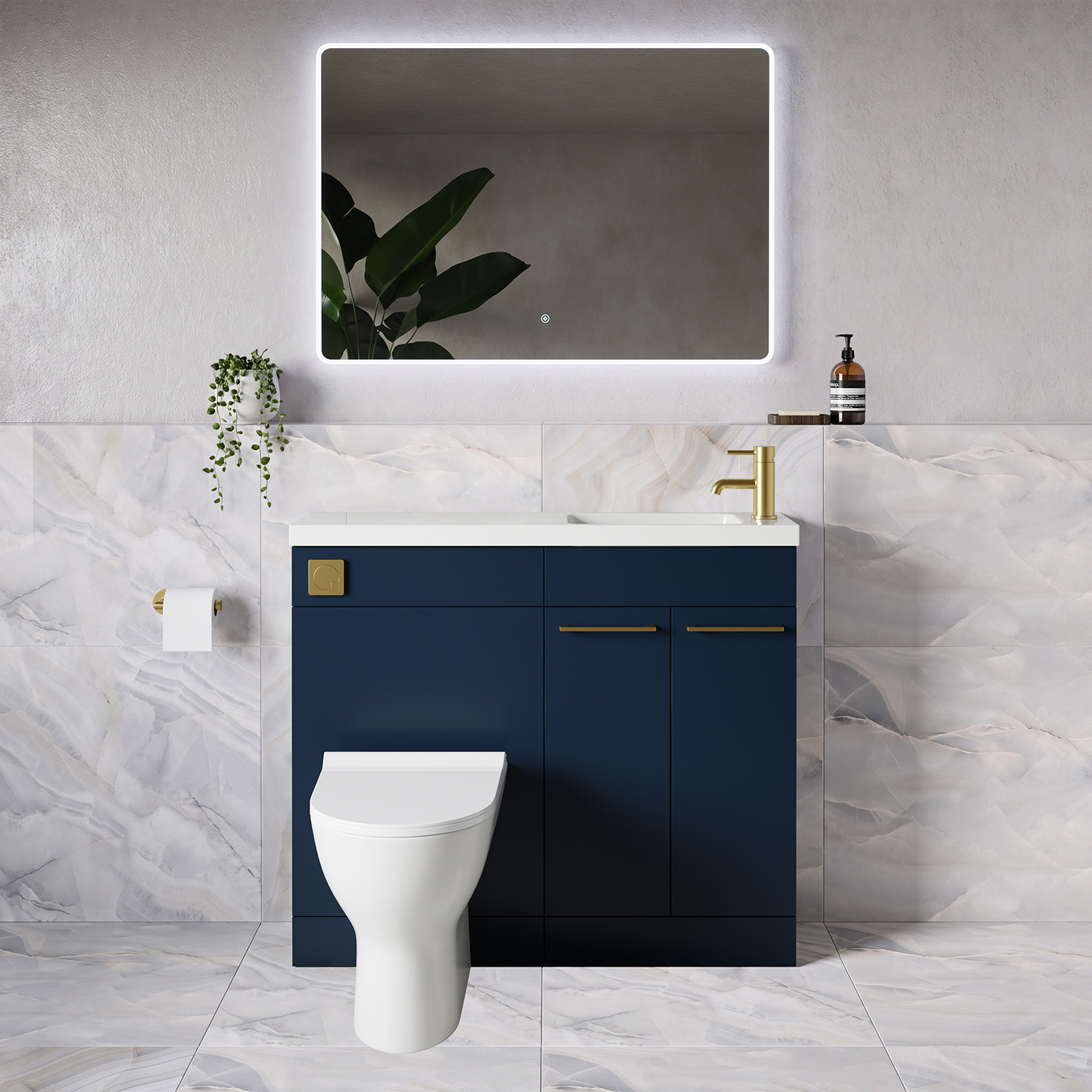 Napoli 250 2 Door Vanity Unit Toilet Suite with Round Silvo Basin