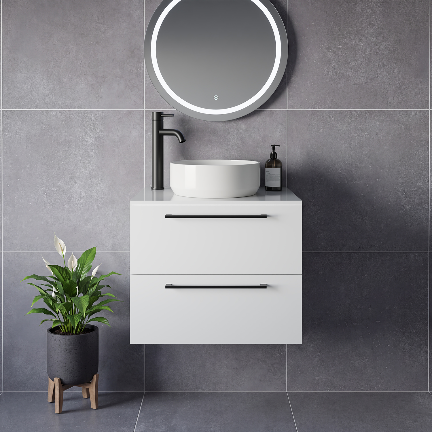 Napoli 460 Wall Mounted 2 Drawer Vanity Unit for Countertop Basins