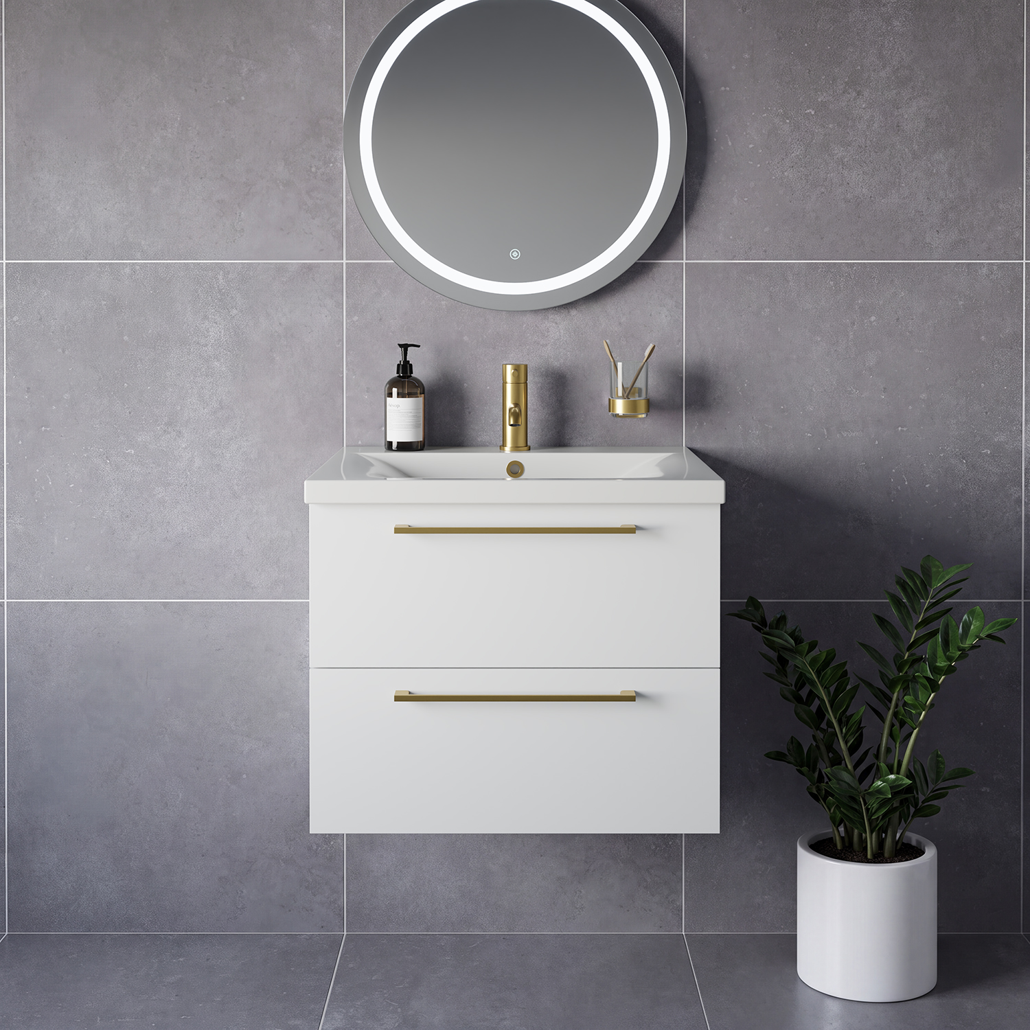 Napoli 460 Wall Mounted 2 Drawer Vanity Unit with Glide Basin