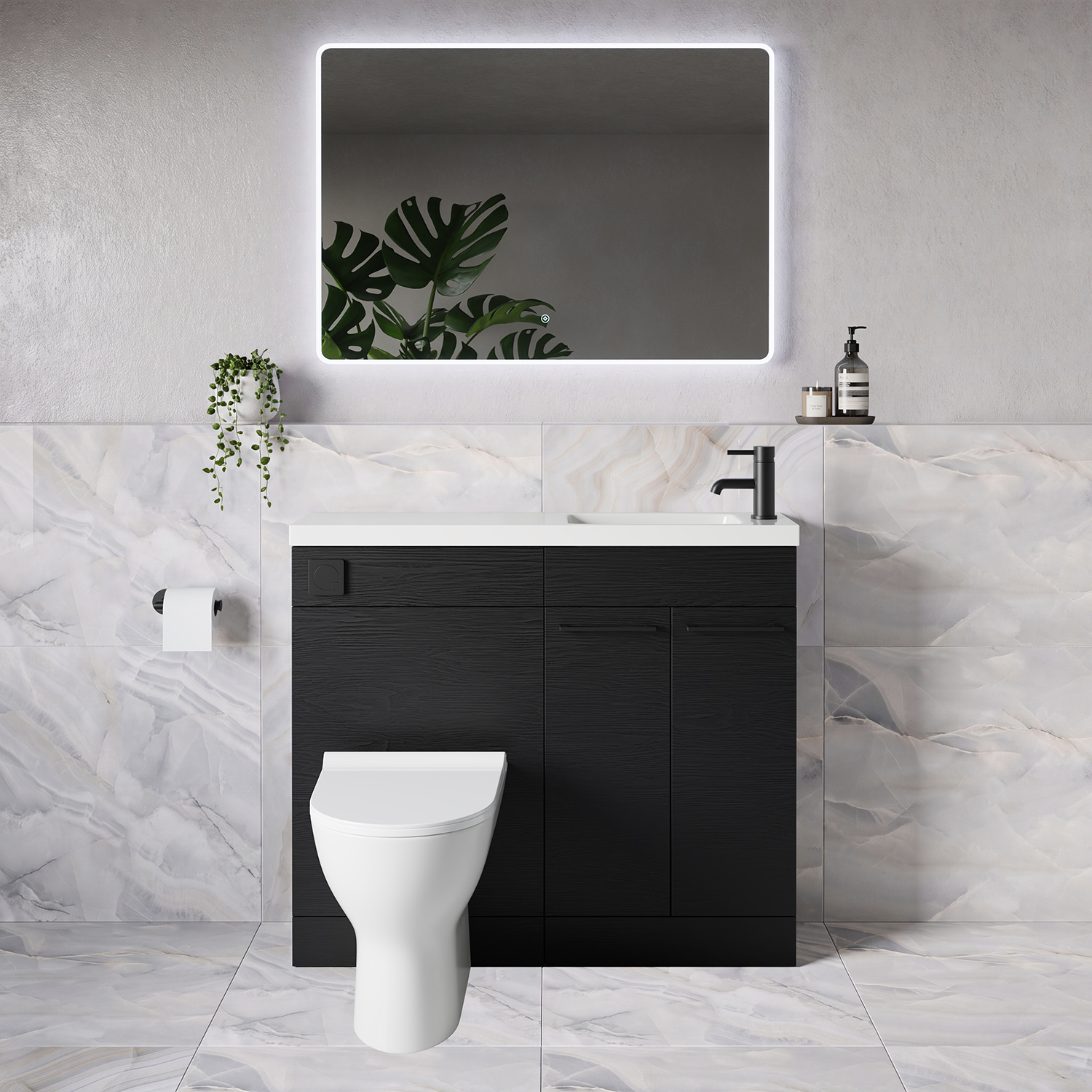 Napoli 250 2 Door Vanity Unit Toilet Suite with Round Silvo Basin