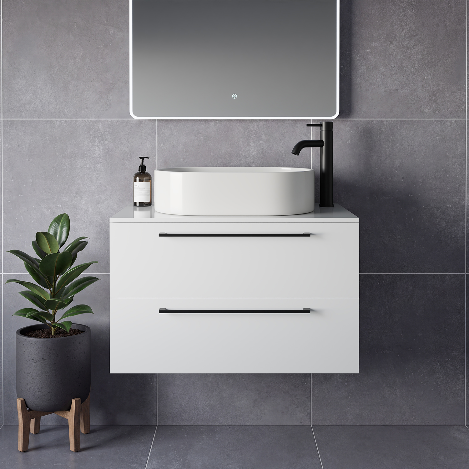 Napoli 460 Wall Mounted 2 Drawer Vanity Unit for Countertop Basins