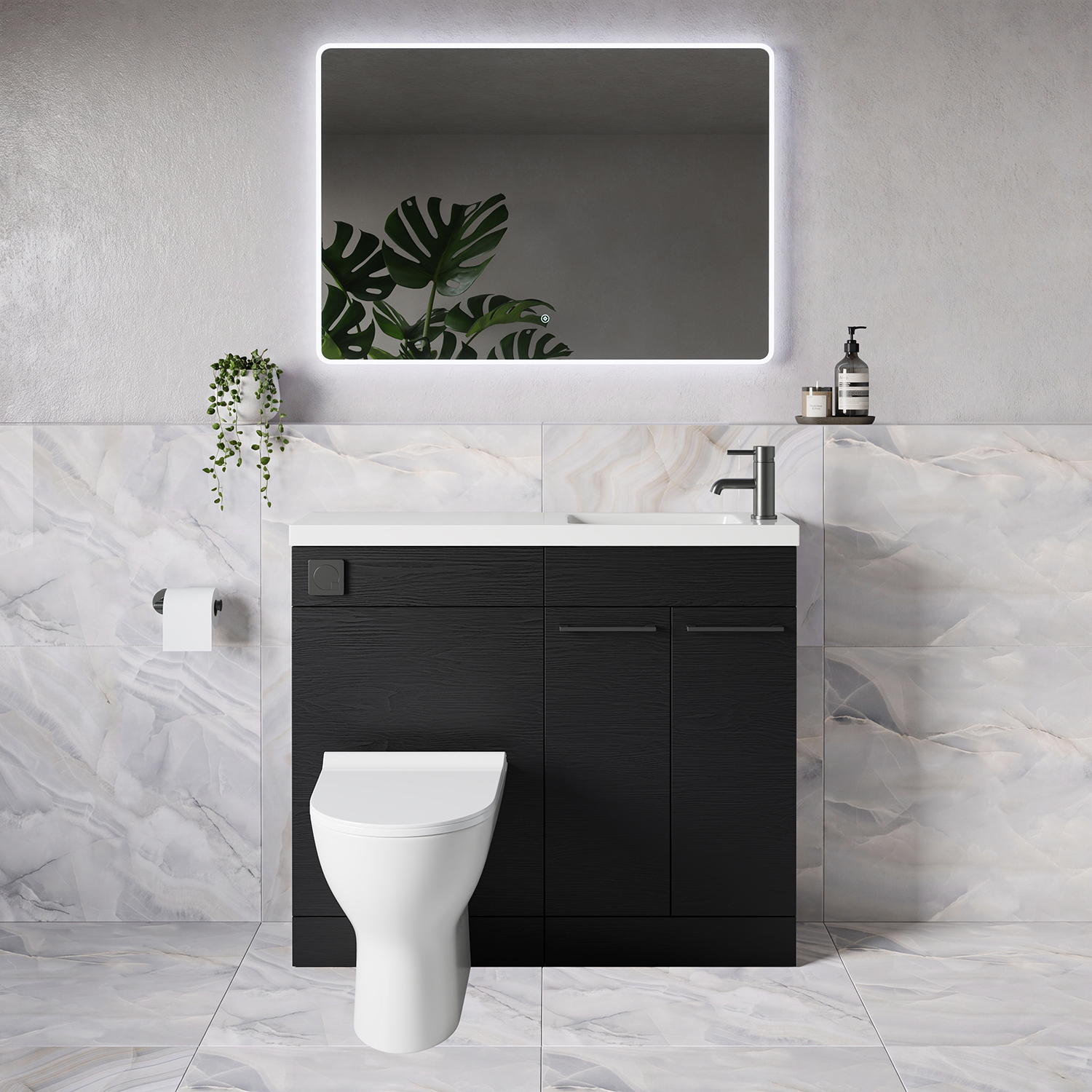Napoli 250 2 Door Vanity Unit Toilet Suite with Round Silvo Basin