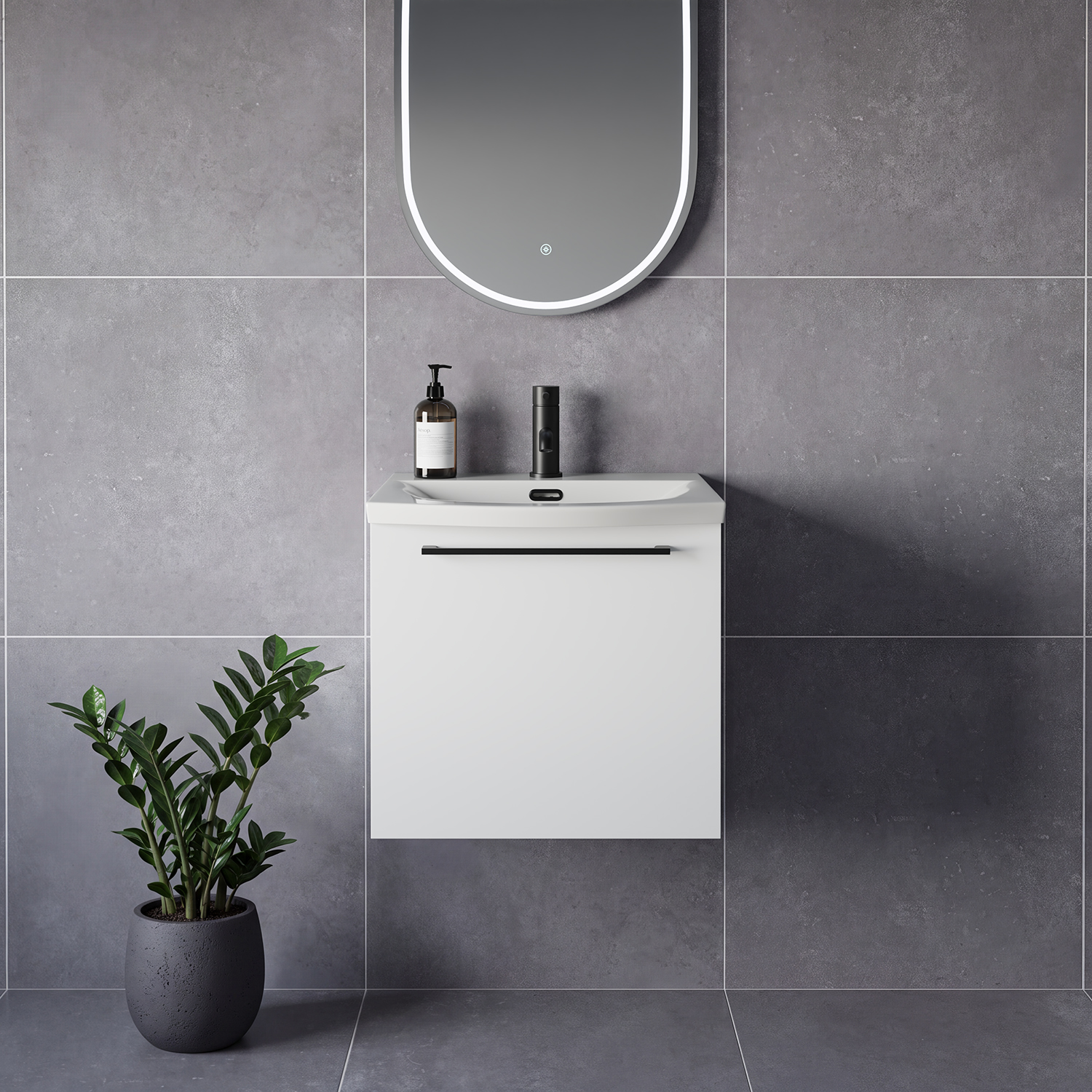 Napoli 390 Wall Mounted Single Drawer Vanity Unit with Arc Basin