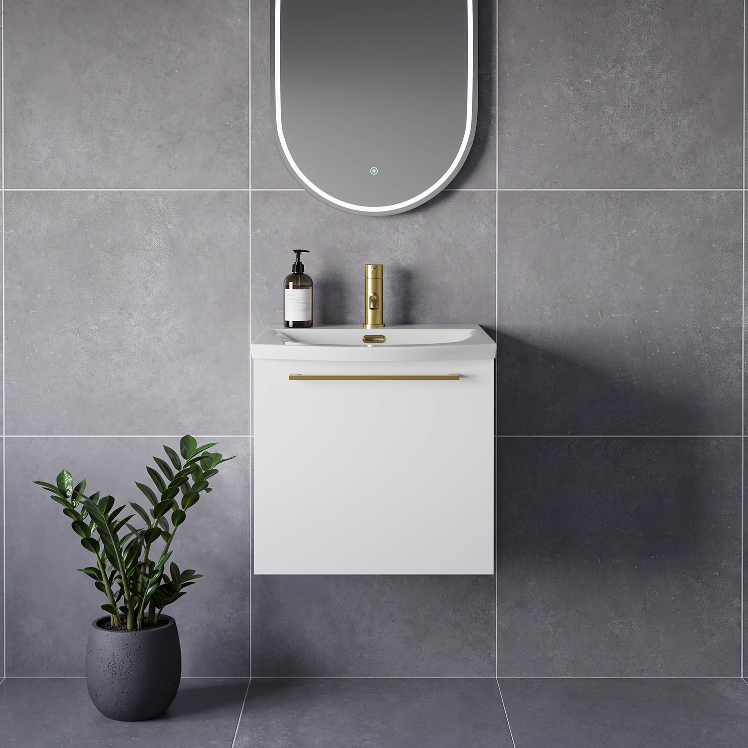 Napoli 390 Wall Mounted Single Drawer Vanity Unit with Arc Basin