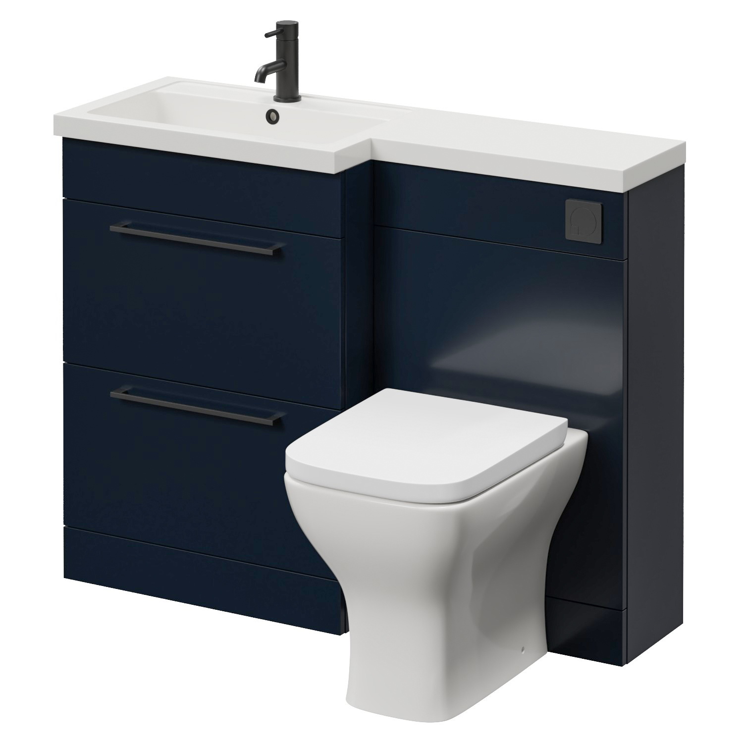 Napoli 390 2 Drawer Vanity Unit Toilet Suite with Square Left Hand Lucia Basin