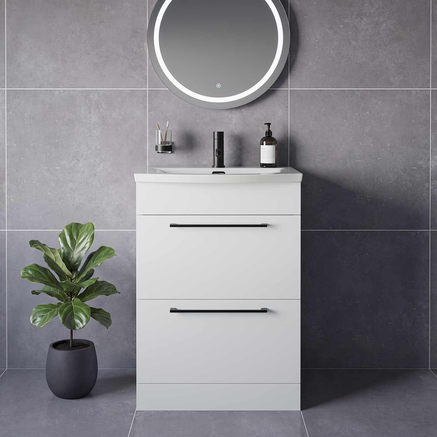 Napoli 390 2 Drawer Vanity Unit with Arc Basin