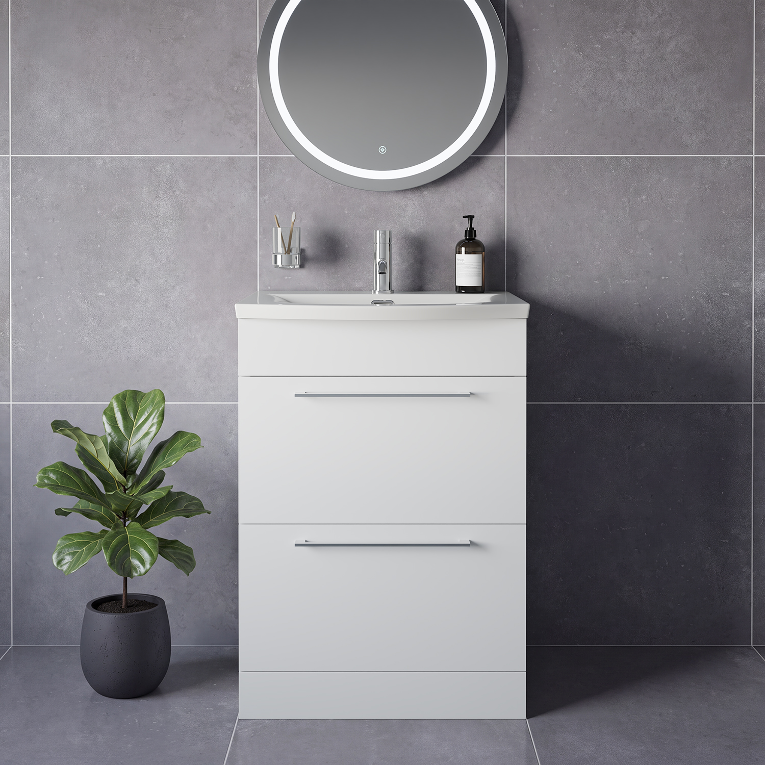 Napoli 390 2 Drawer Vanity Unit with Arc Basin