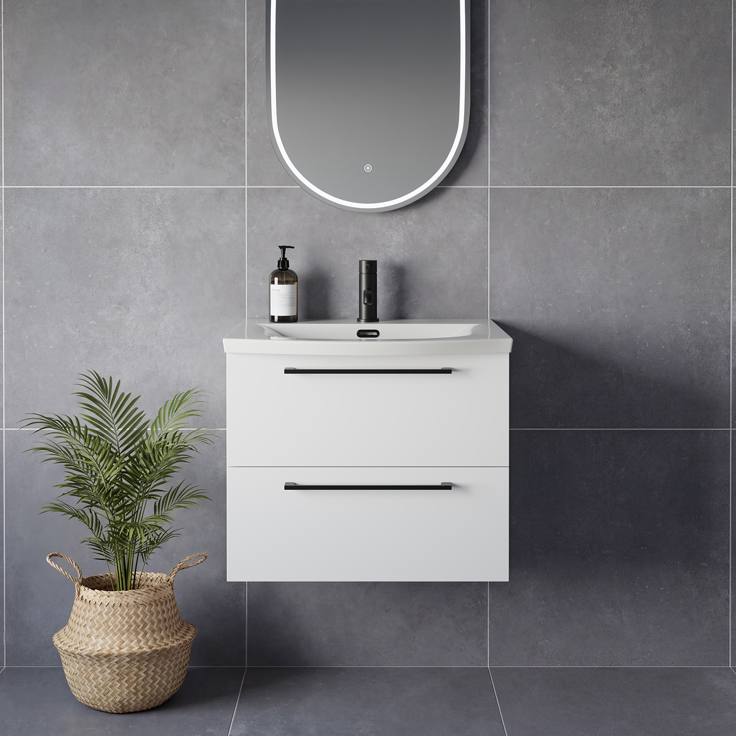 Napoli 390 Wall Mounted 2 Drawer Vanity Unit with Arc Basin