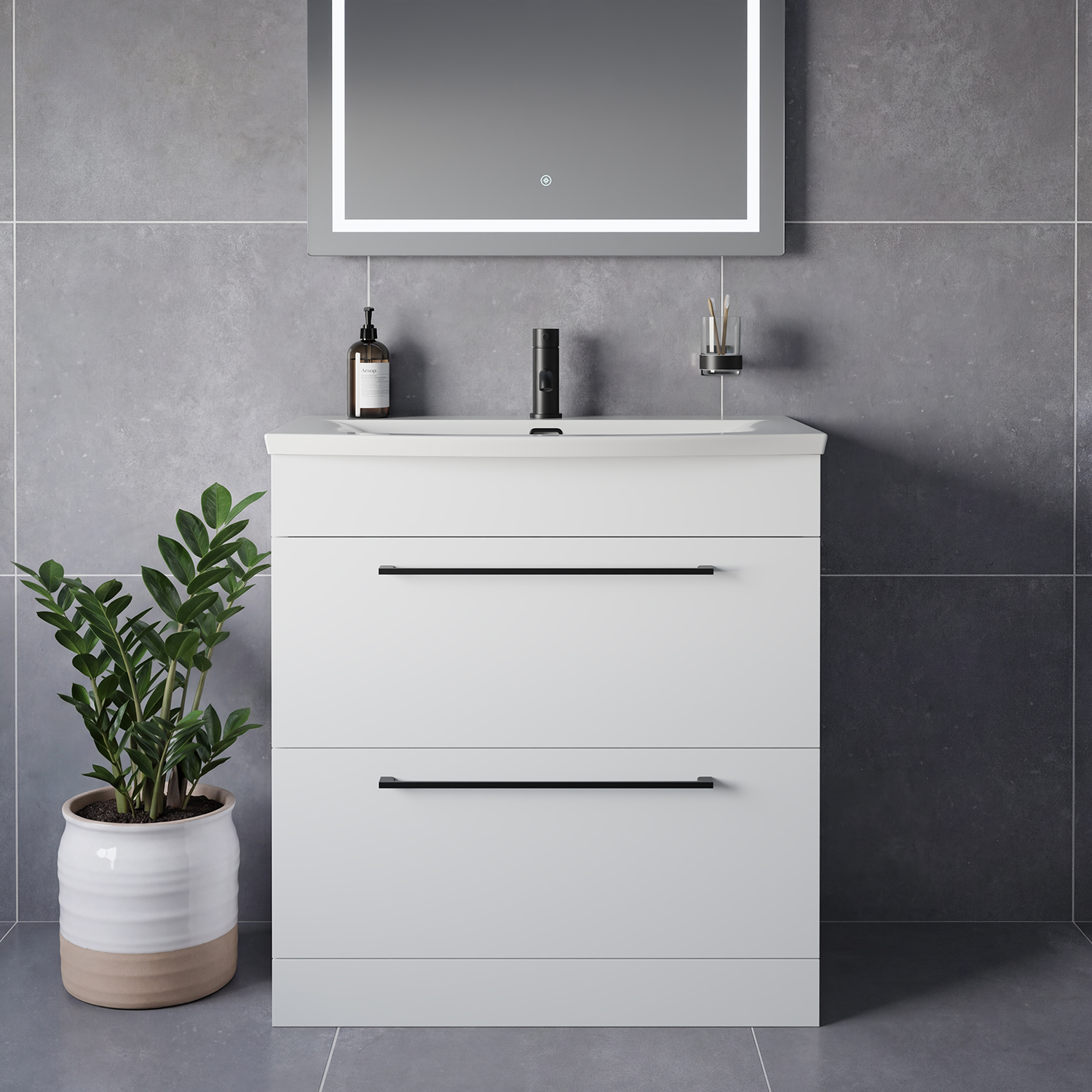 Napoli 390 2 Drawer Vanity Unit with Arc Basin