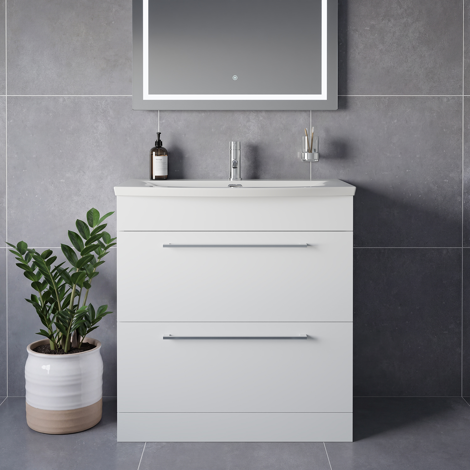 Napoli 390 2 Drawer Vanity Unit with Arc Basin