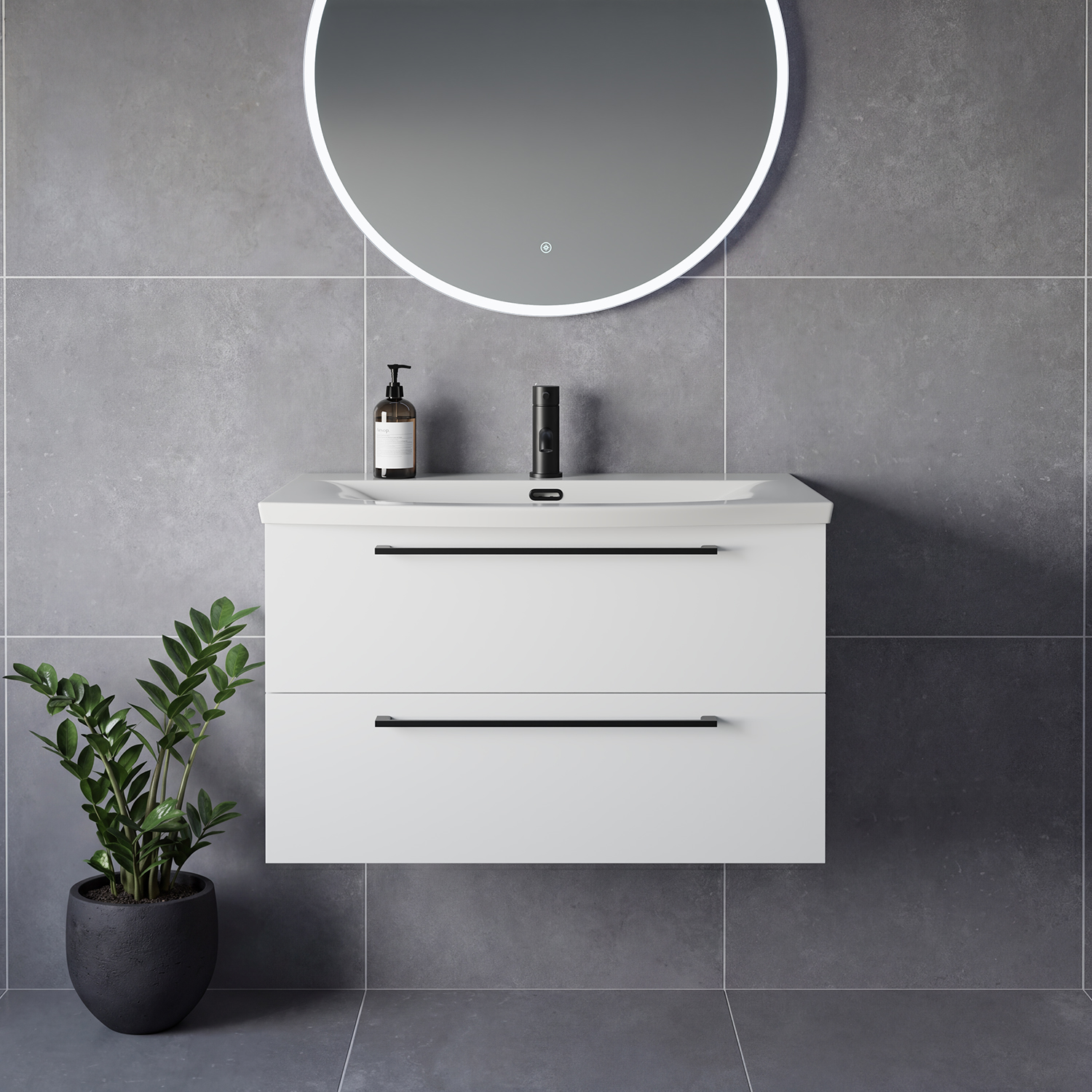 Napoli 390 Wall Mounted 2 Drawer Vanity Unit with Arc Basin