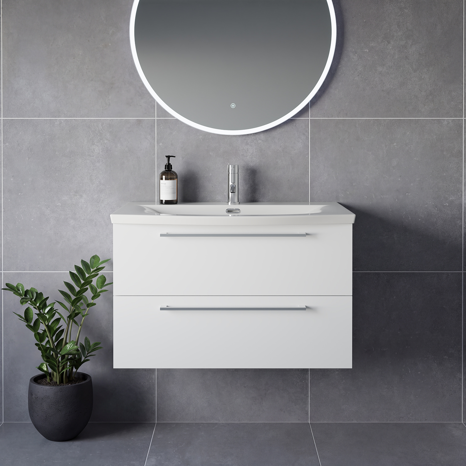 Napoli 390 Wall Mounted 2 Drawer Vanity Unit with Arc Basin