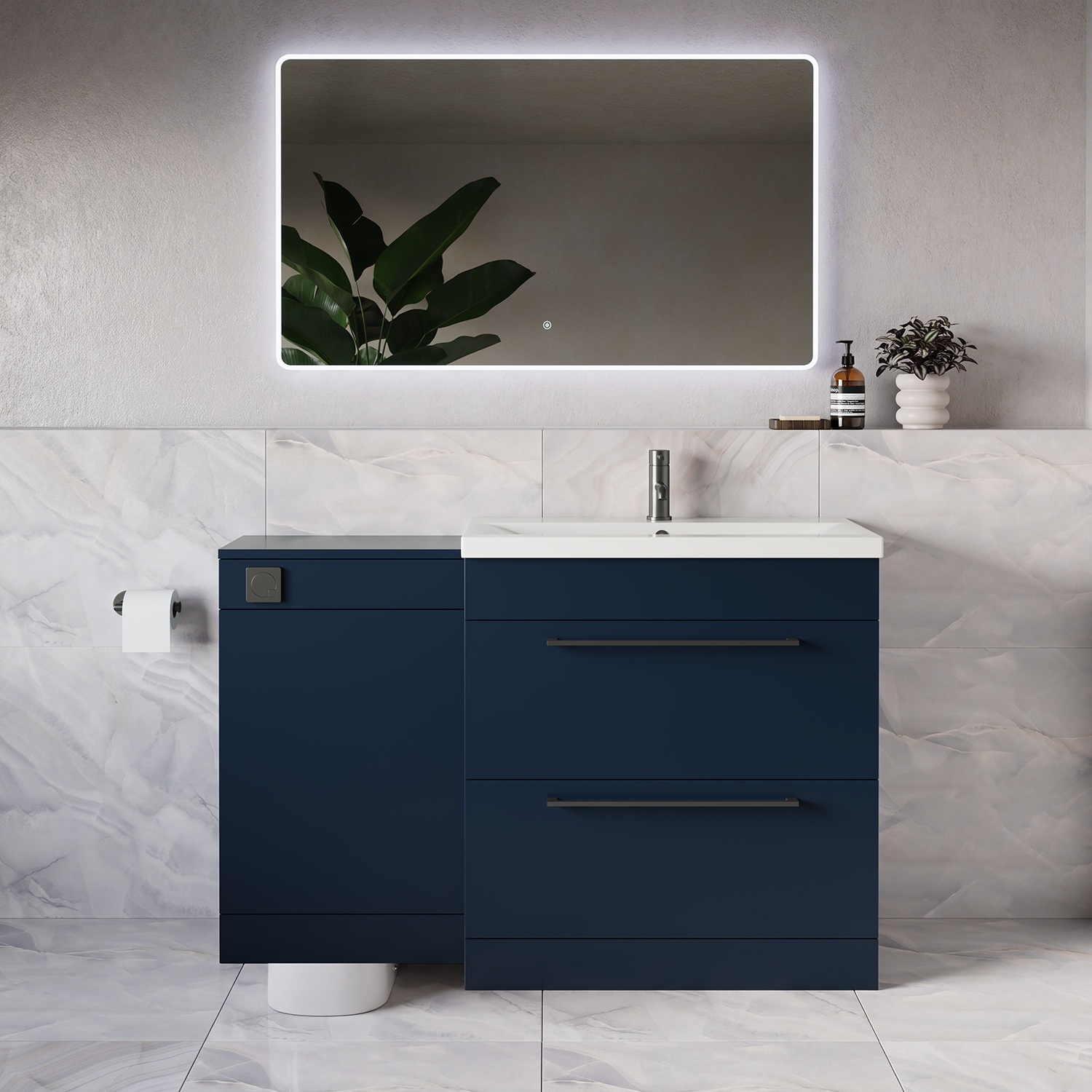 Napoli 390 2 Drawer Vanity Unit Toilet Suite with Glide Basin