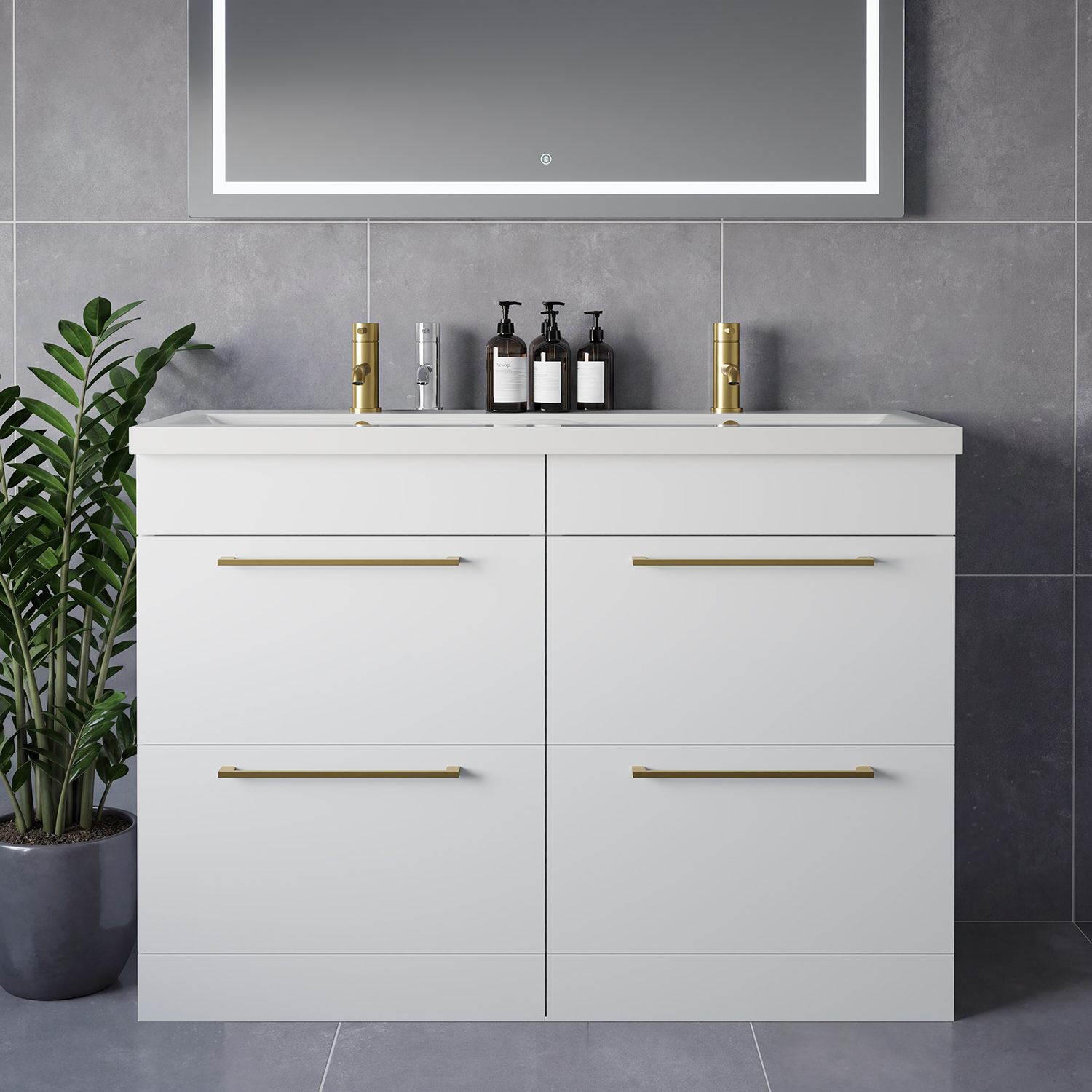 Napoli 390 4 Drawer Vanity Unit with Double Glide Basins