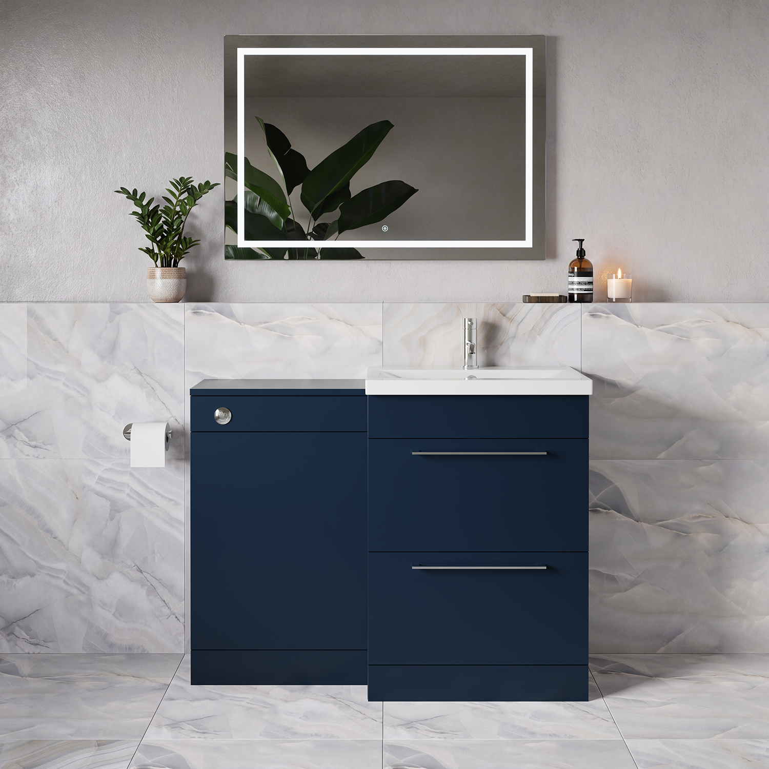 Napoli 390 2 Drawer Vanity Unit Toilet Suite with Glide Basin