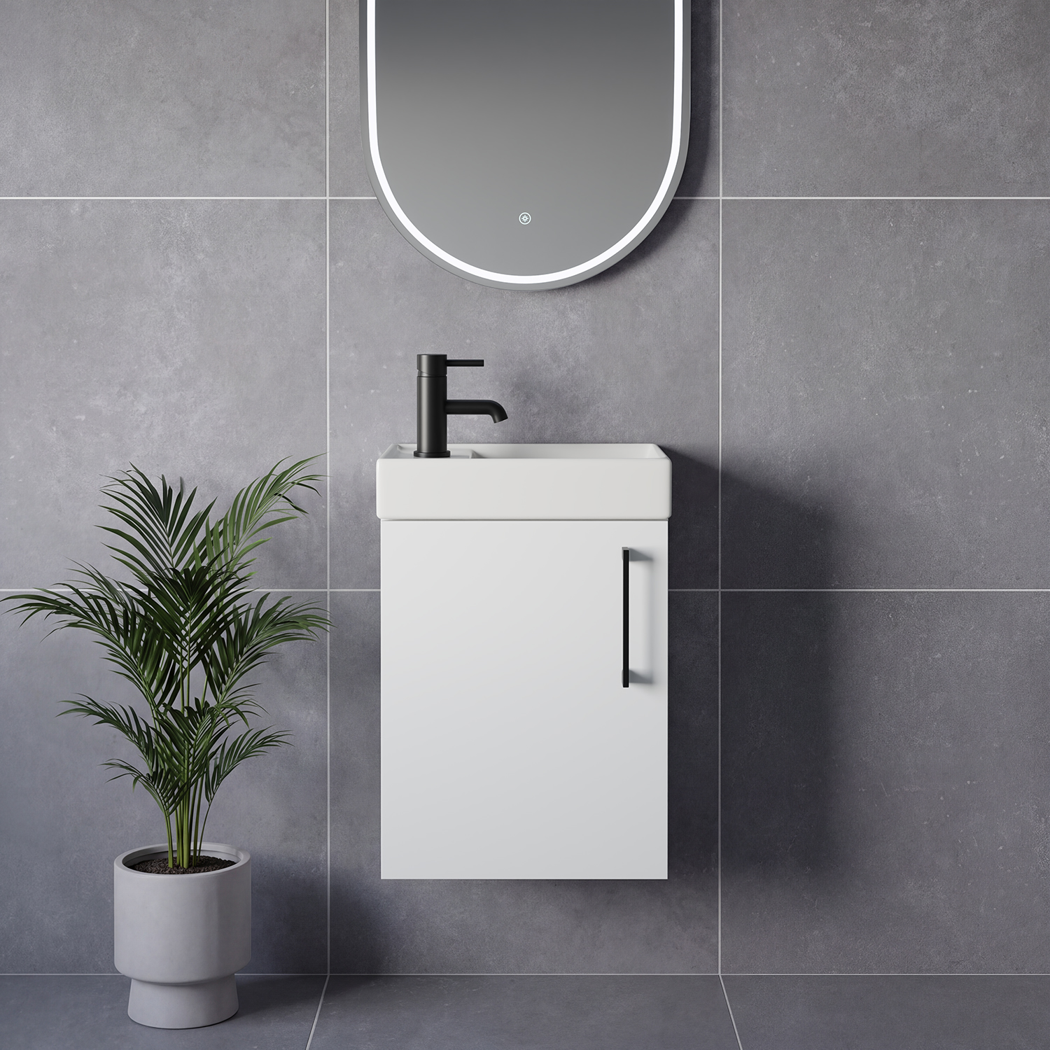 Napoli Cube Wall Mounted Single Door Vanity Unit with Align Basin