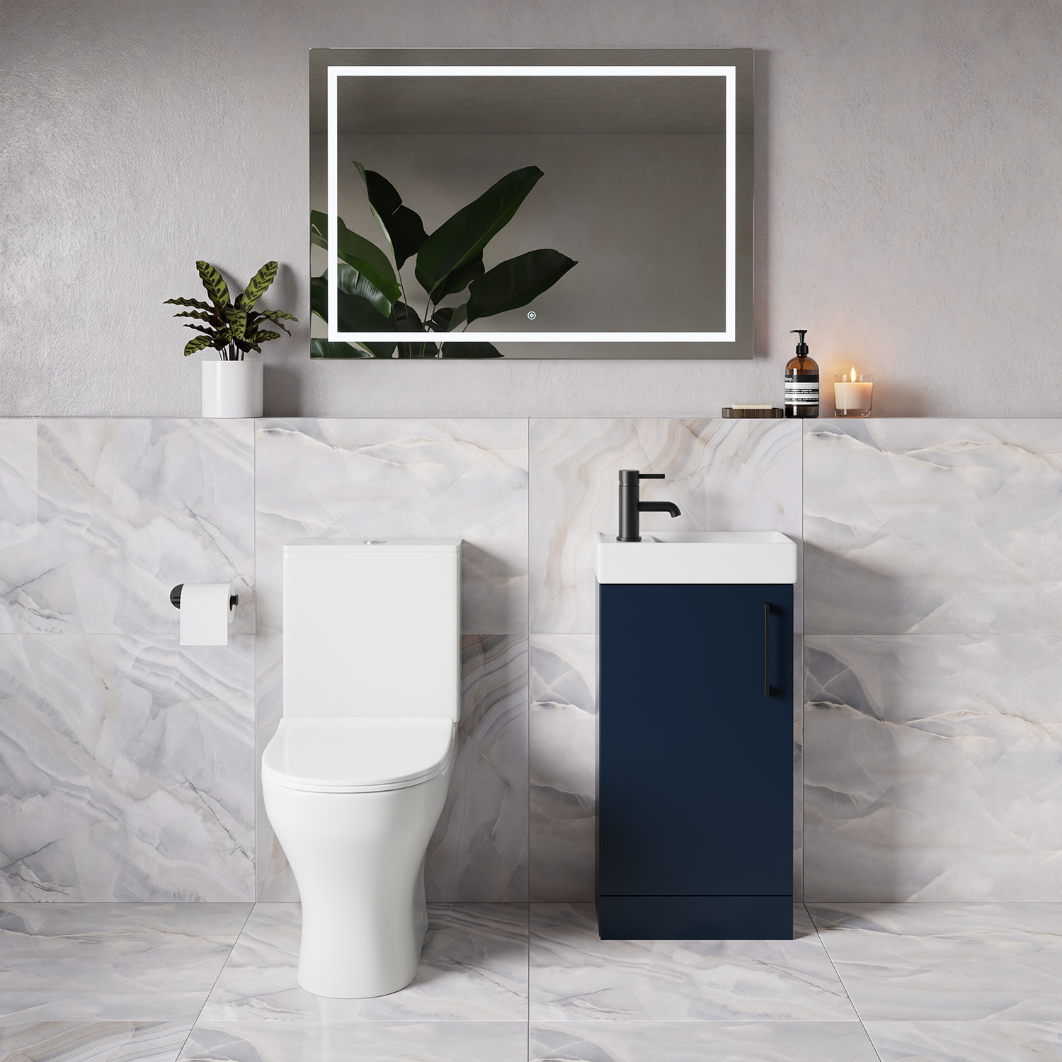 Napoli Cube Single Door Vanity Unit and Jubilee Toilet Suite with Align Basin