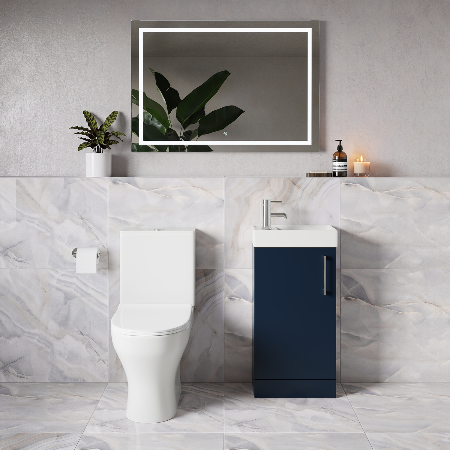 Napoli Cube Single Door Vanity Unit and Jubilee Toilet Suite with Align Basin