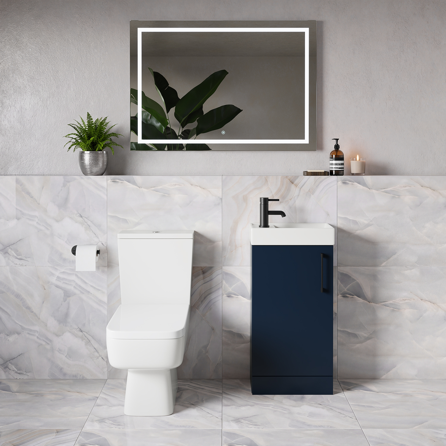 Napoli Cube Single Door Vanity Unit and Toilet Suite with Align Basin
