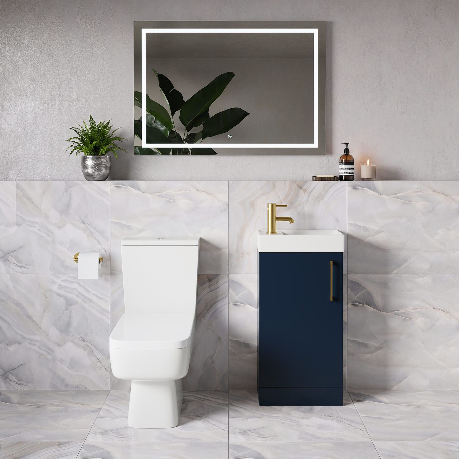 Napoli Cube Single Door Vanity Unit and Toilet Suite with Align Basin