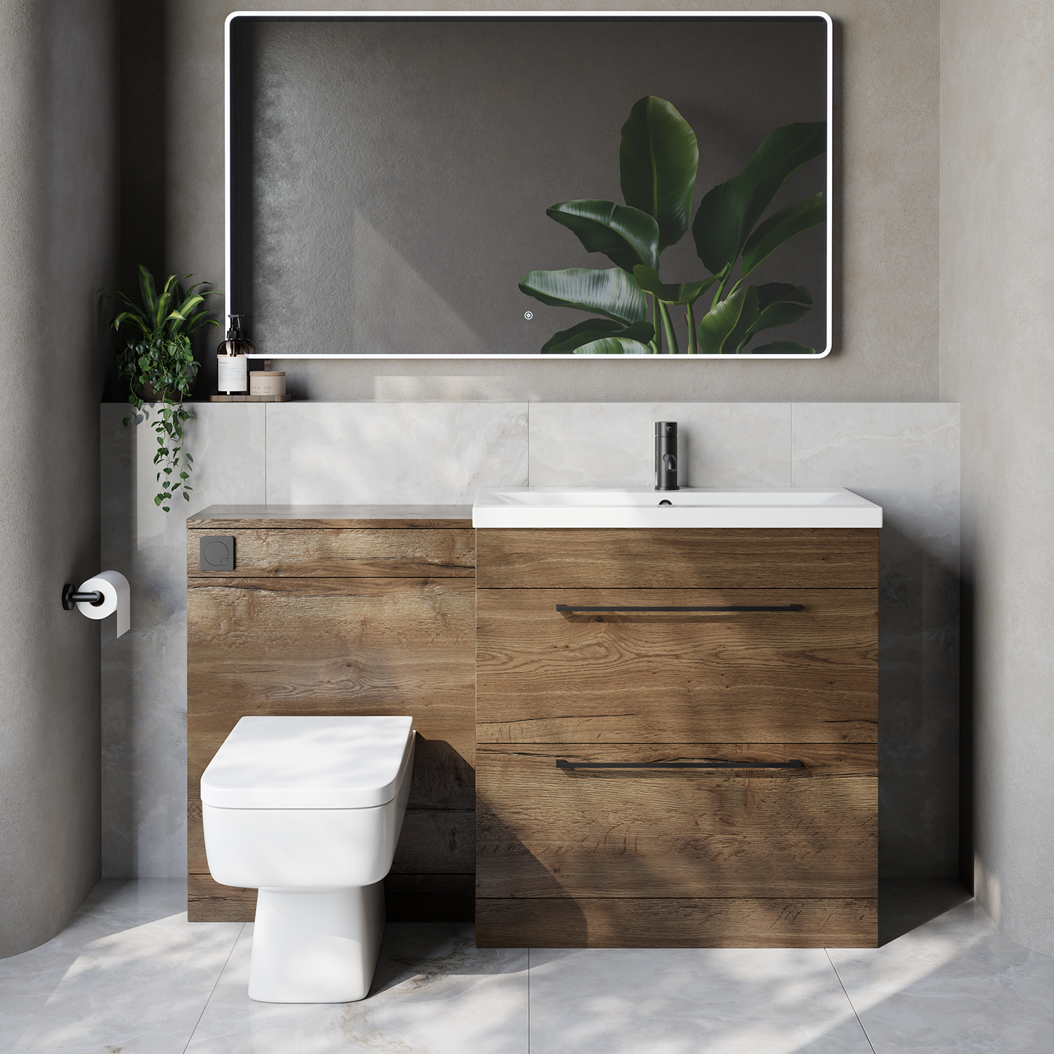 Napoli 390 Cento 2 Drawer Vanity Unit Toilet Suite with Glide Basin
