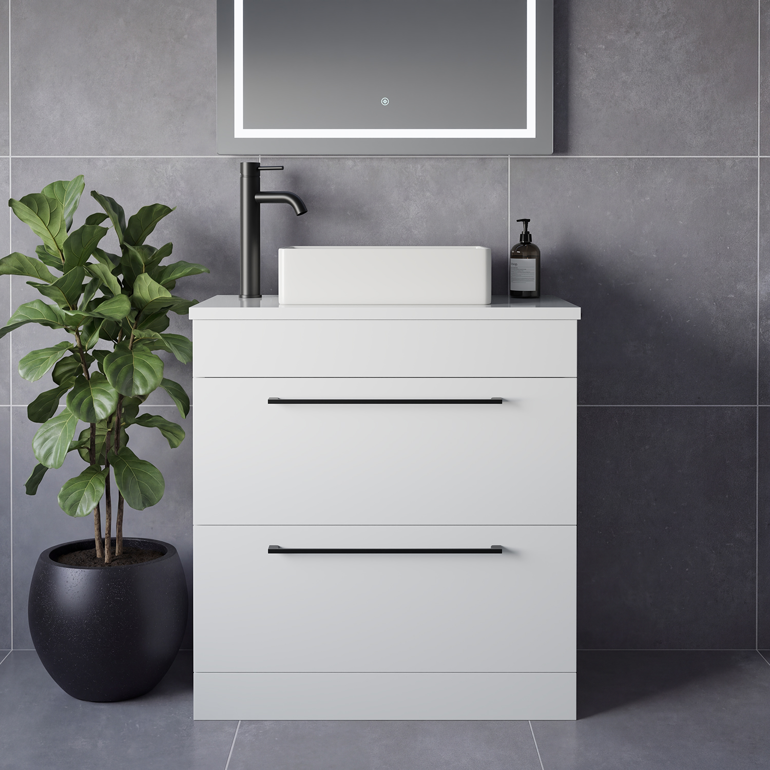 Napoli 390 2 Drawer Vanity Unit for Countertop Basins