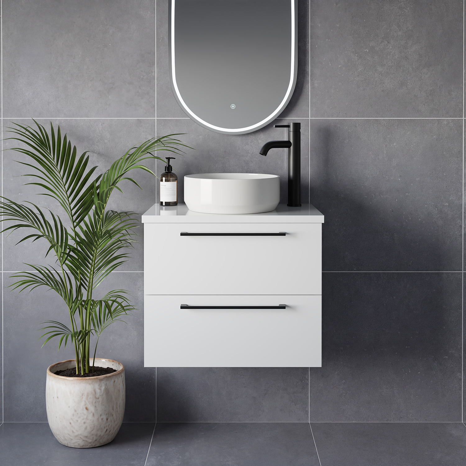 Napoli 390 Wall Mounted 2 Drawer Vanity Unit for Countertop Basins