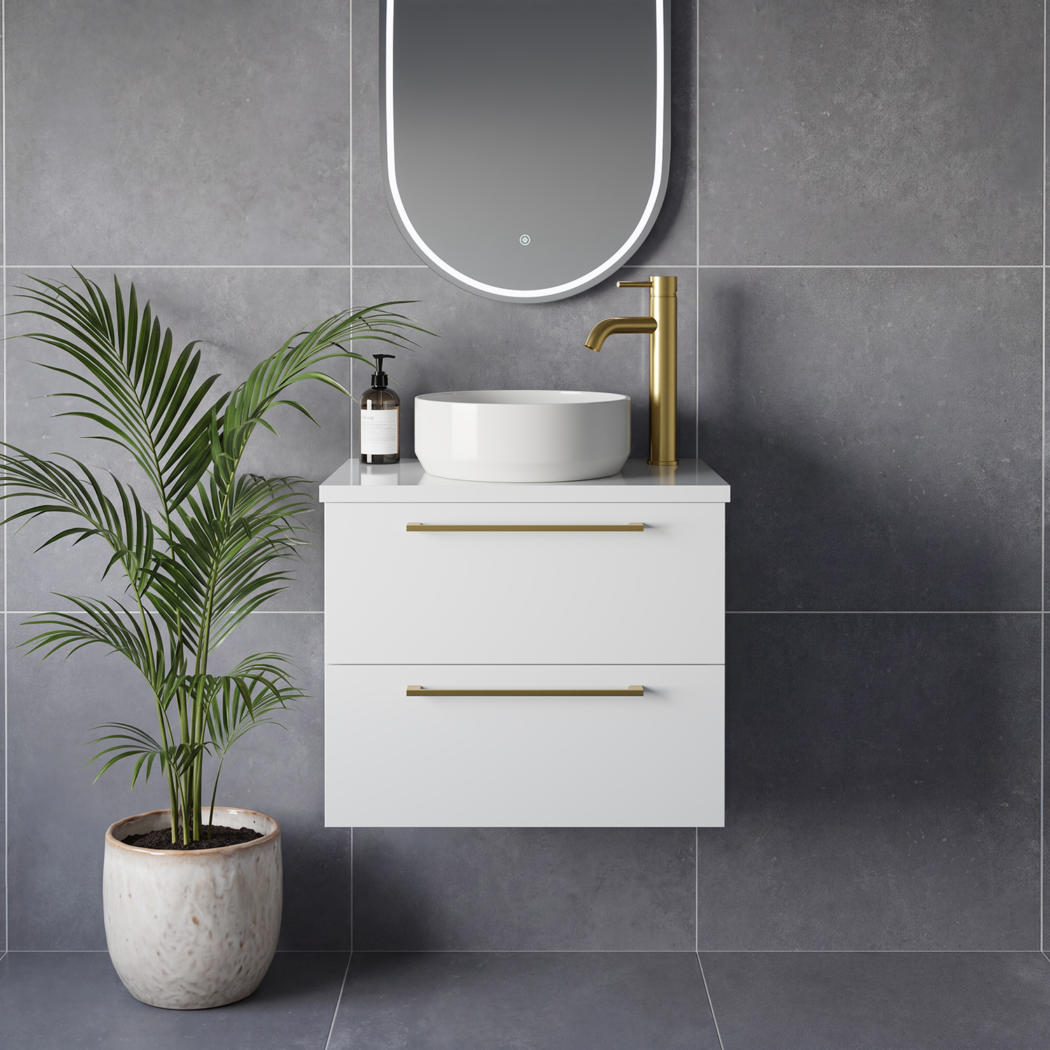 Napoli 390 Wall Mounted 2 Drawer Vanity Unit for Countertop Basins