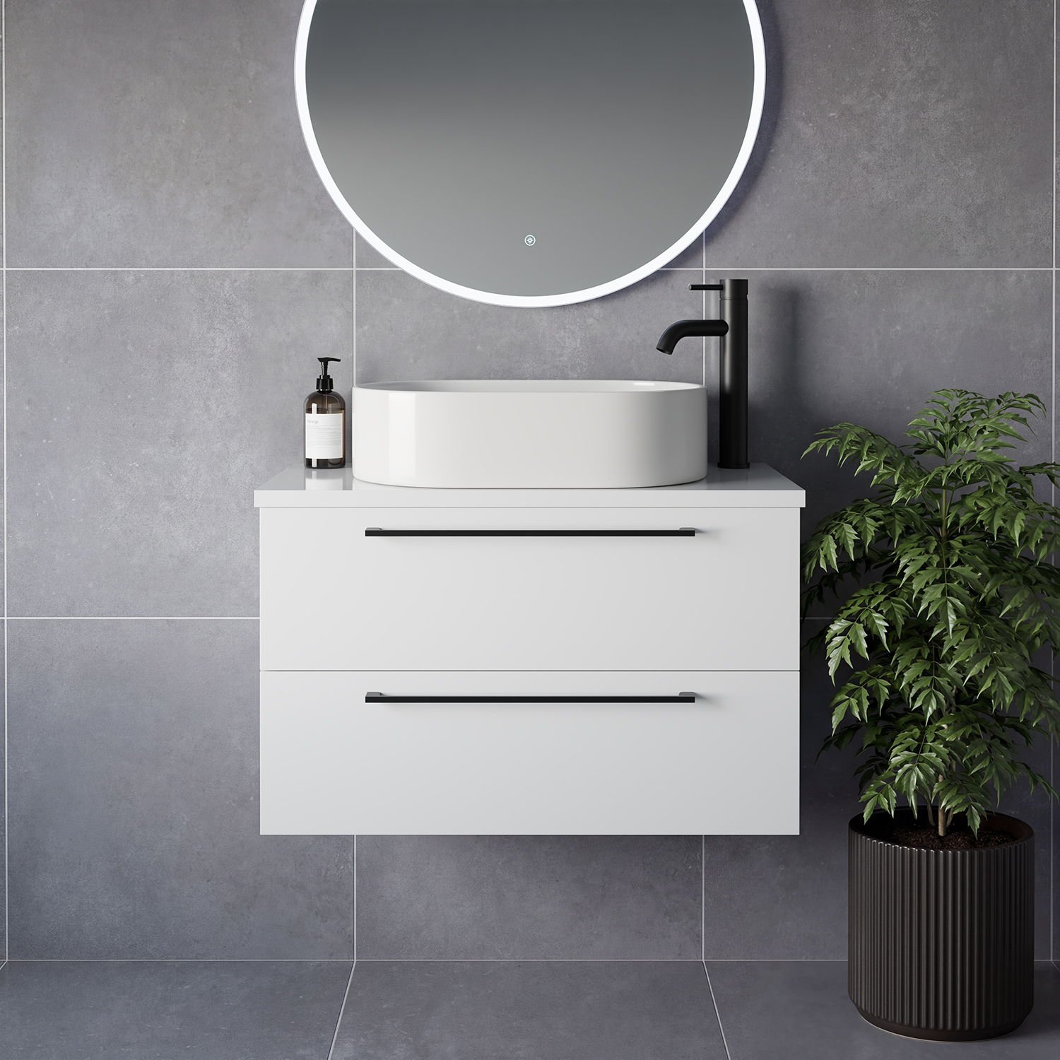 Napoli 390 Wall Mounted 2 Drawer Vanity Unit for Countertop Basins