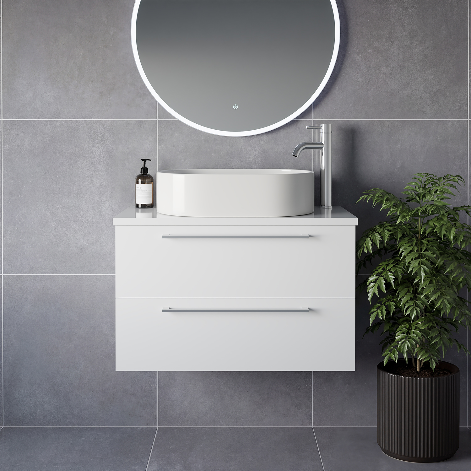 Napoli 390 Wall Mounted 2 Drawer Vanity Unit for Countertop Basins