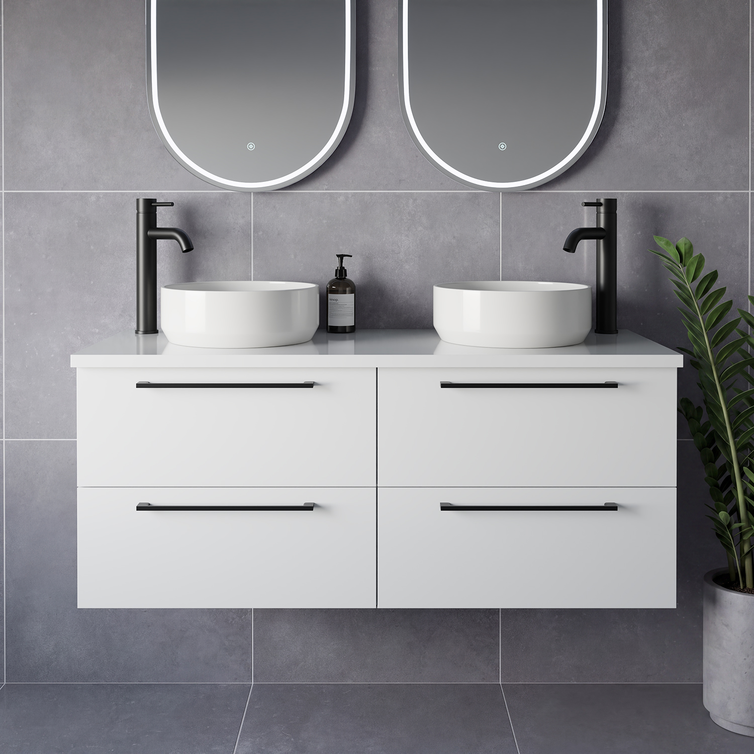 Napoli 460 Wall Mounted 4 Drawer Vanity Unit for Countertop Basins