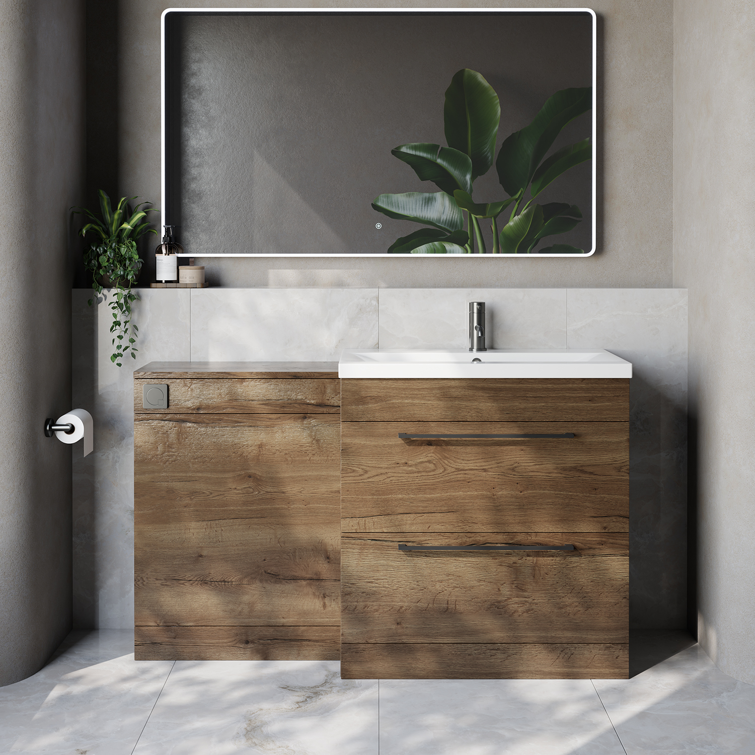 Napoli 390 Cento 2 Drawer Vanity Unit Toilet Suite with Glide Basin