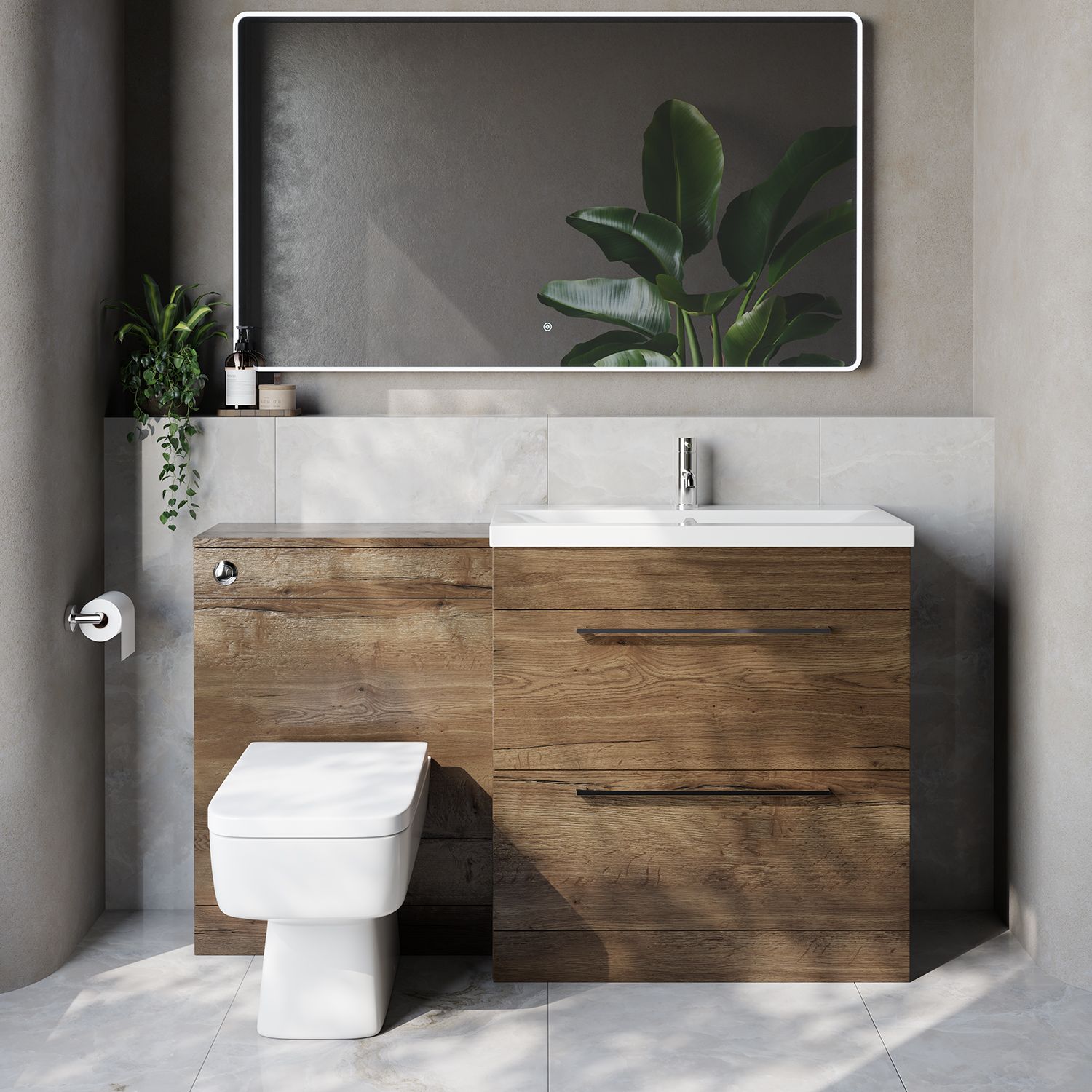 Napoli 390 Cento 2 Drawer Vanity Unit Toilet Suite with Glide Basin