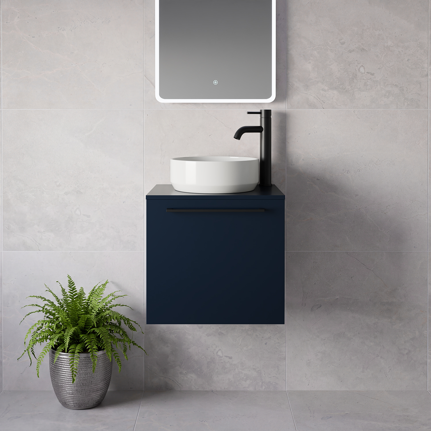 Napoli 390 Wall Mounted Single Drawer Vanity Unit for Countertop Basins