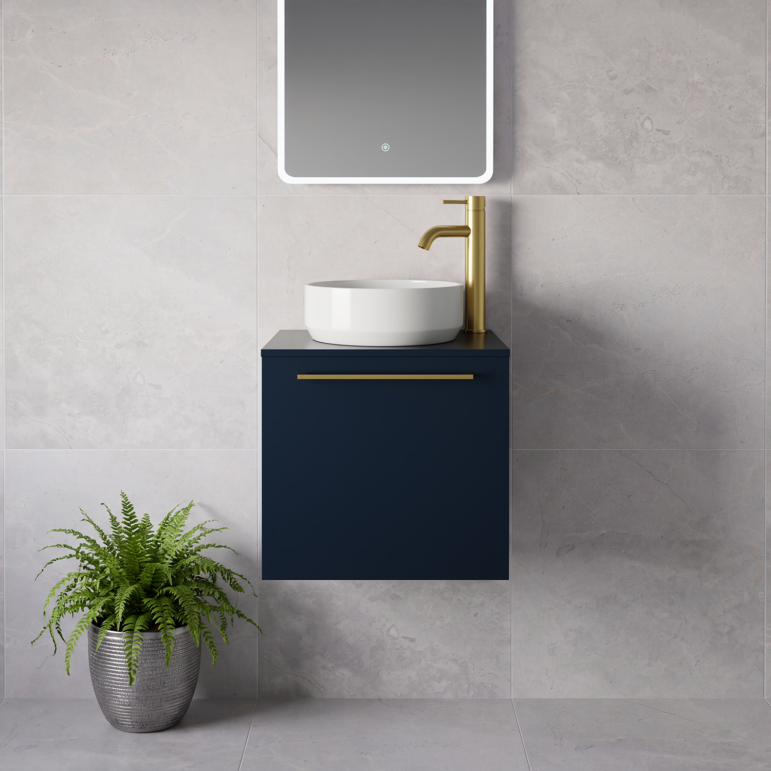 Napoli 390 Wall Mounted Single Drawer Vanity Unit for Countertop Basins