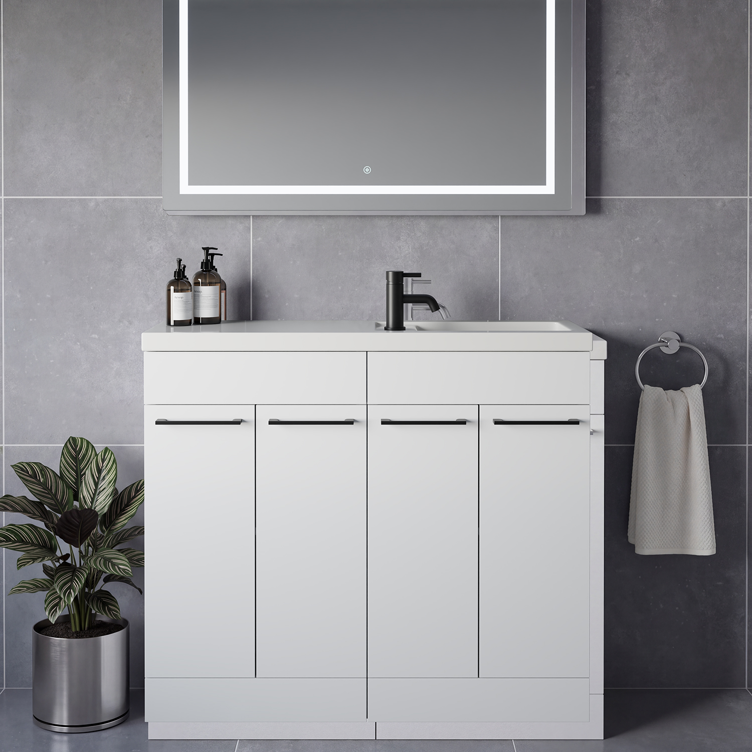 Napoli 250 4 Door Vanity Unit with Square Silvo Basin